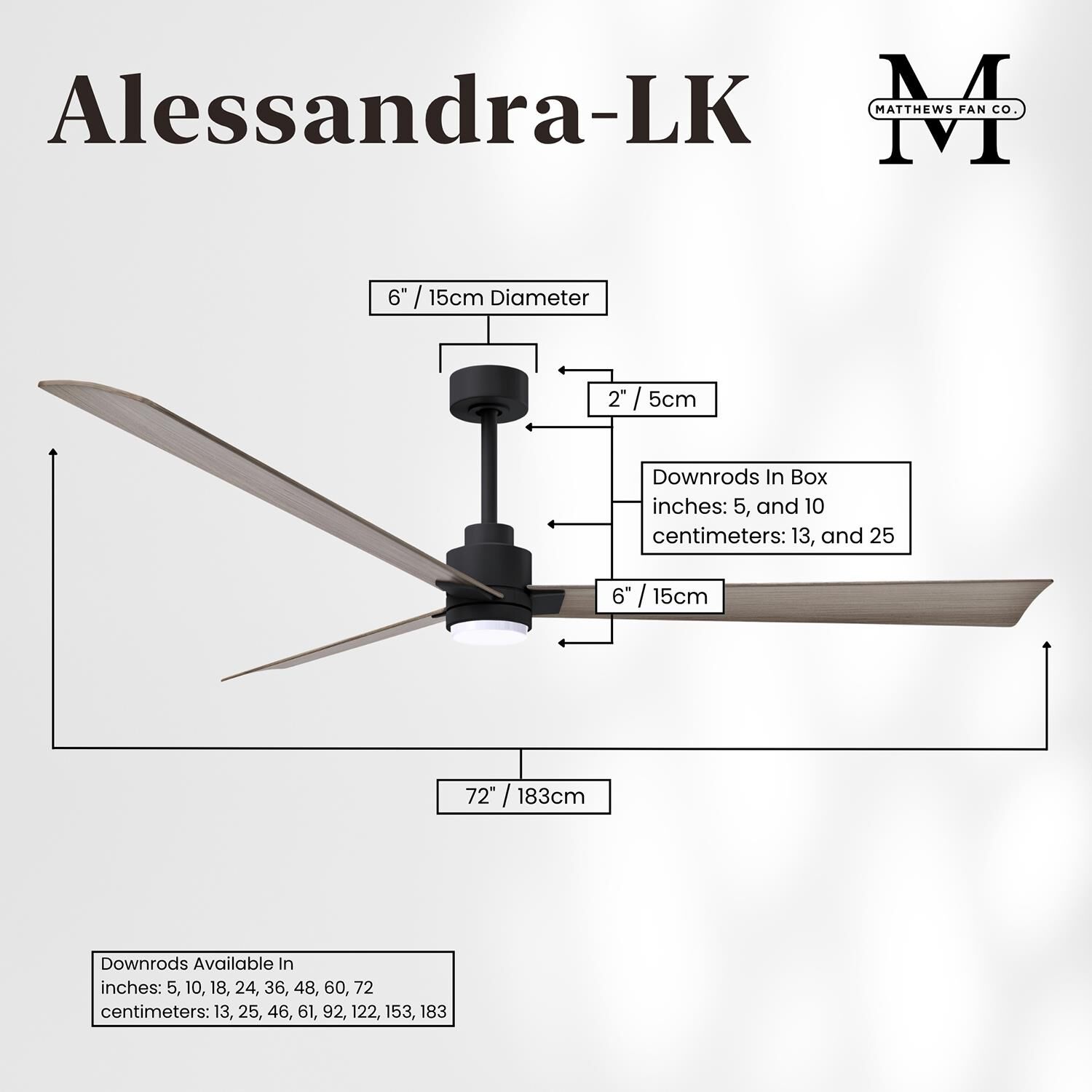 Alessandra 72 Inch Ceiling Fan by Matthews Fan Company