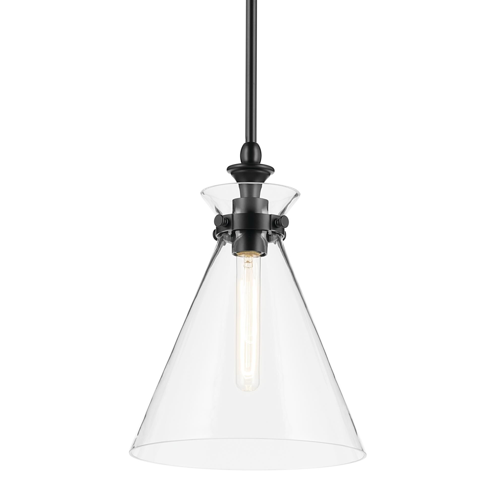 Shown in Black finish and Clear glass