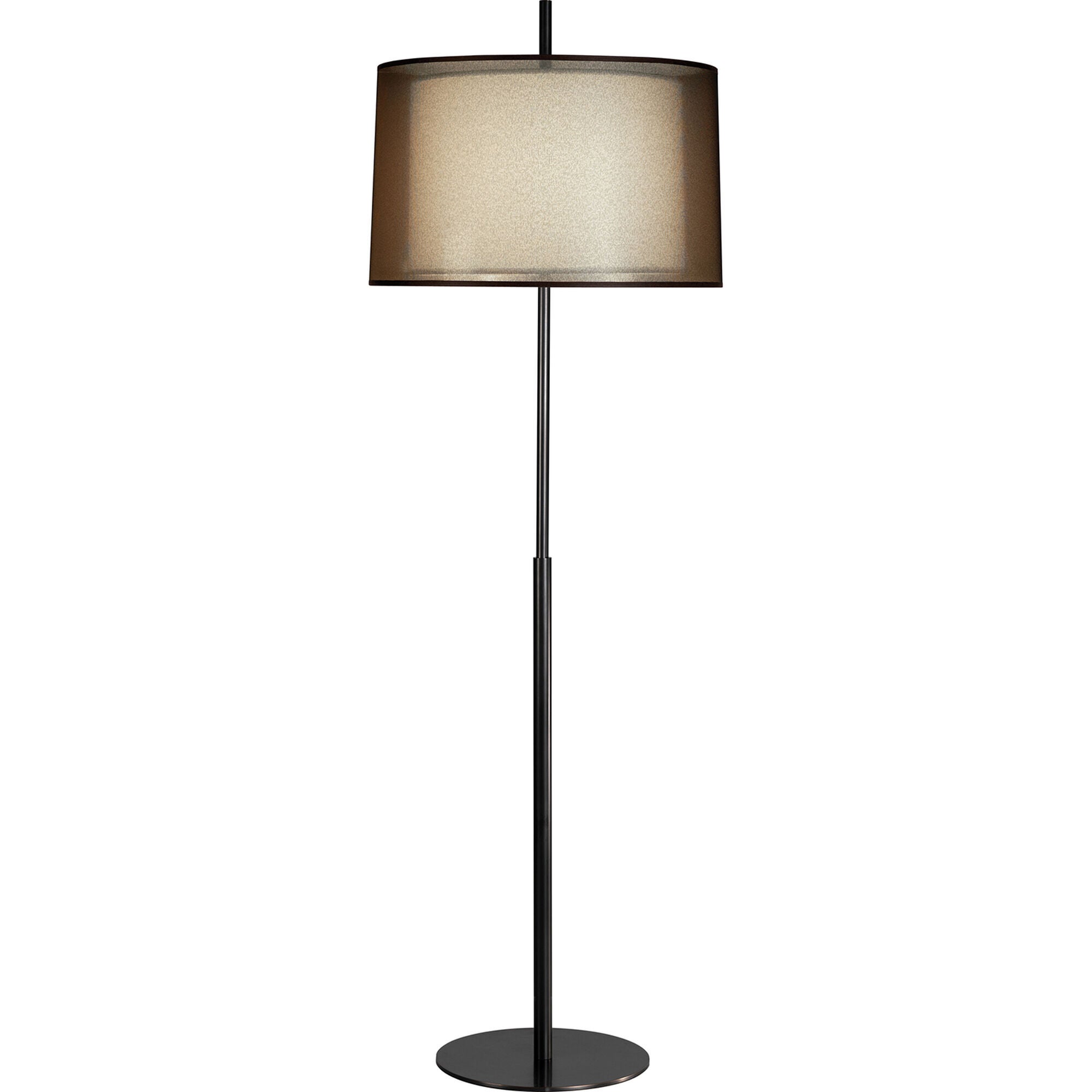 Shown in Deep Patina Bronze finish and Bronze Transparent Fabric Exterior With Ascot White Fabric Interior shade