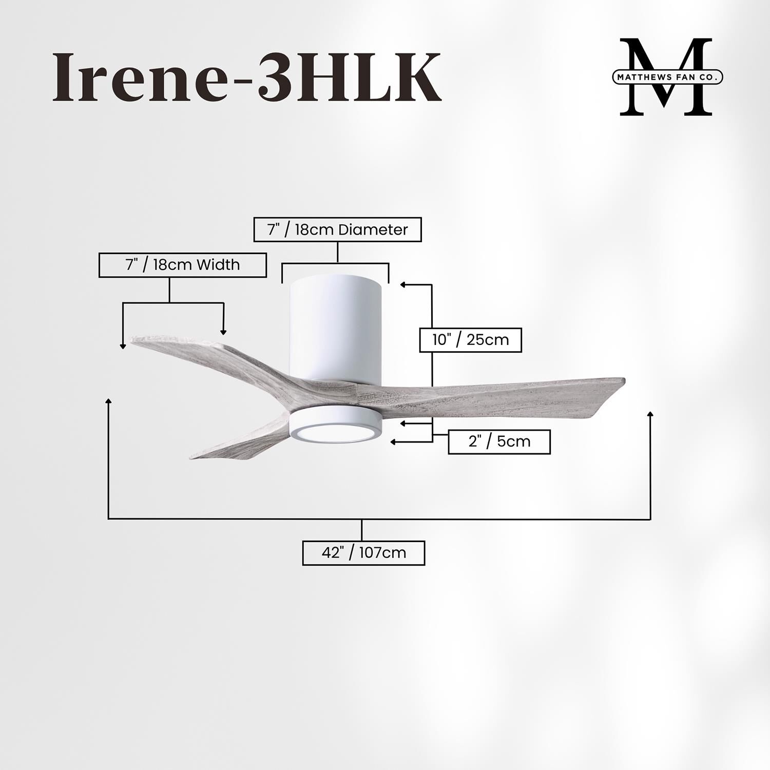 Irene 42 Inch Flush Mount Fan with Light Kit by Matthews Fan Company