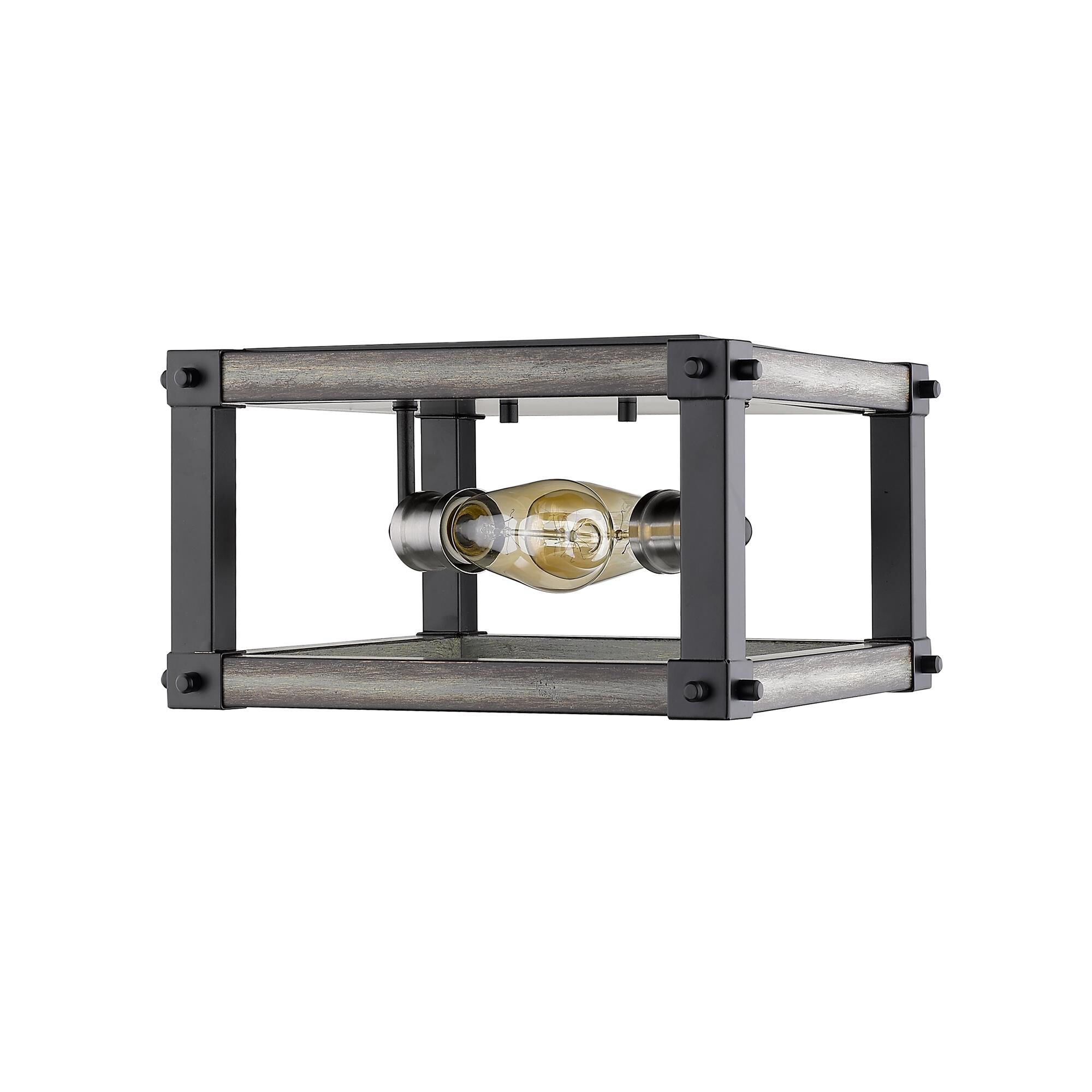 Shown in Ashen Barnboard finish and --- glass and --- shade