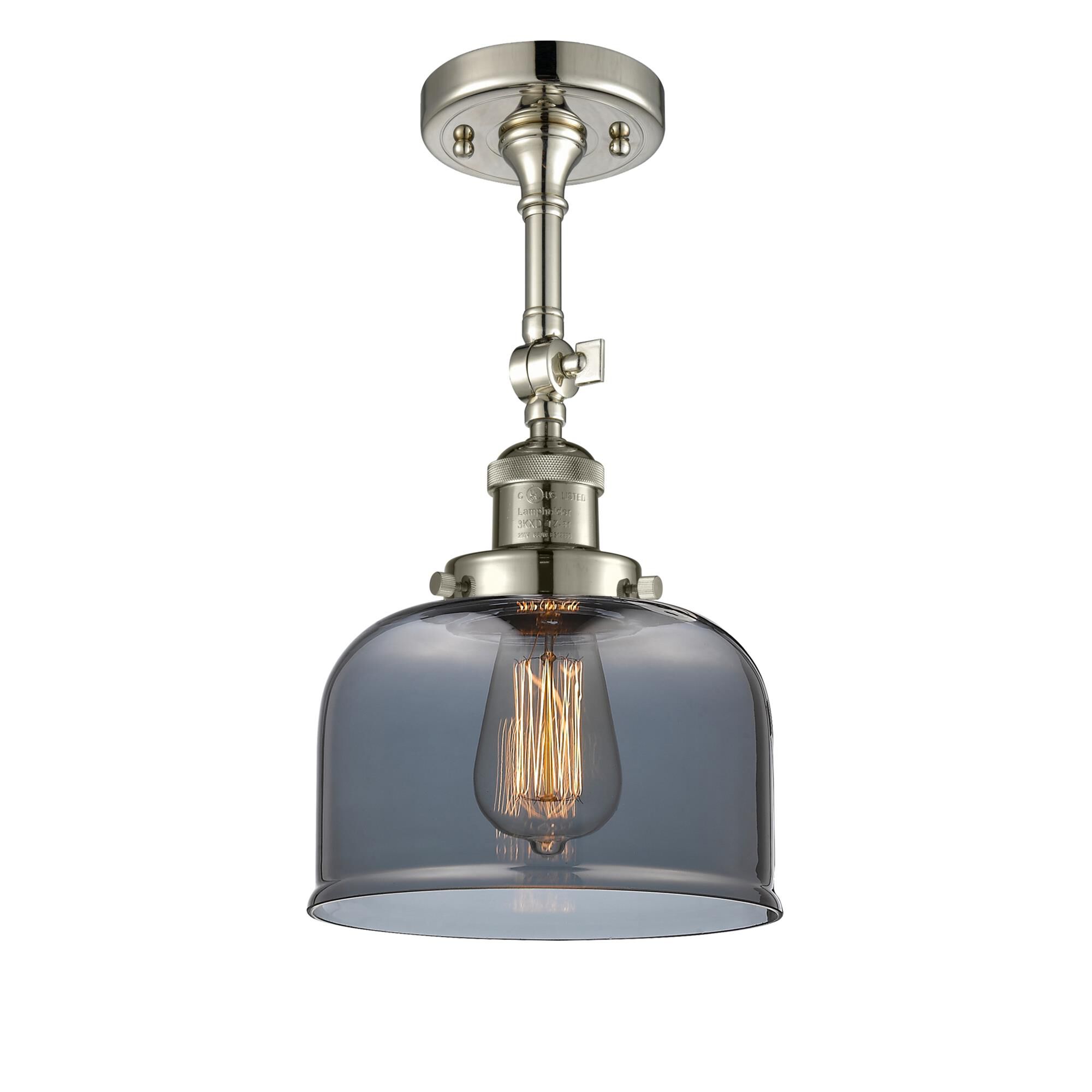 Shown in Polished Nickel finish and Plated Smoked glass and None accent