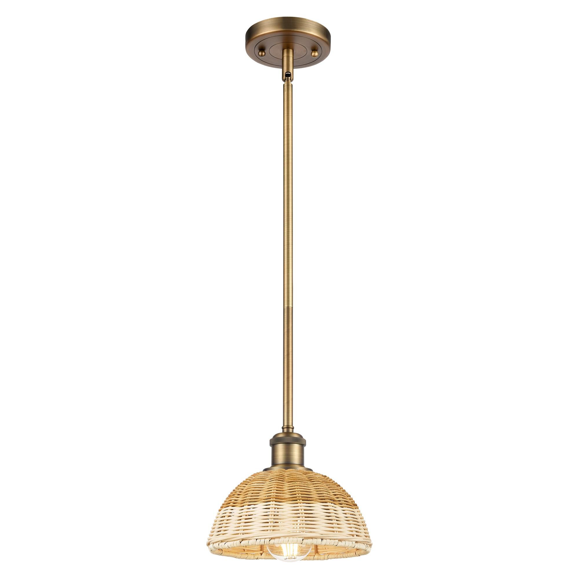 Shown in Brushed Brass finish and Natural shade