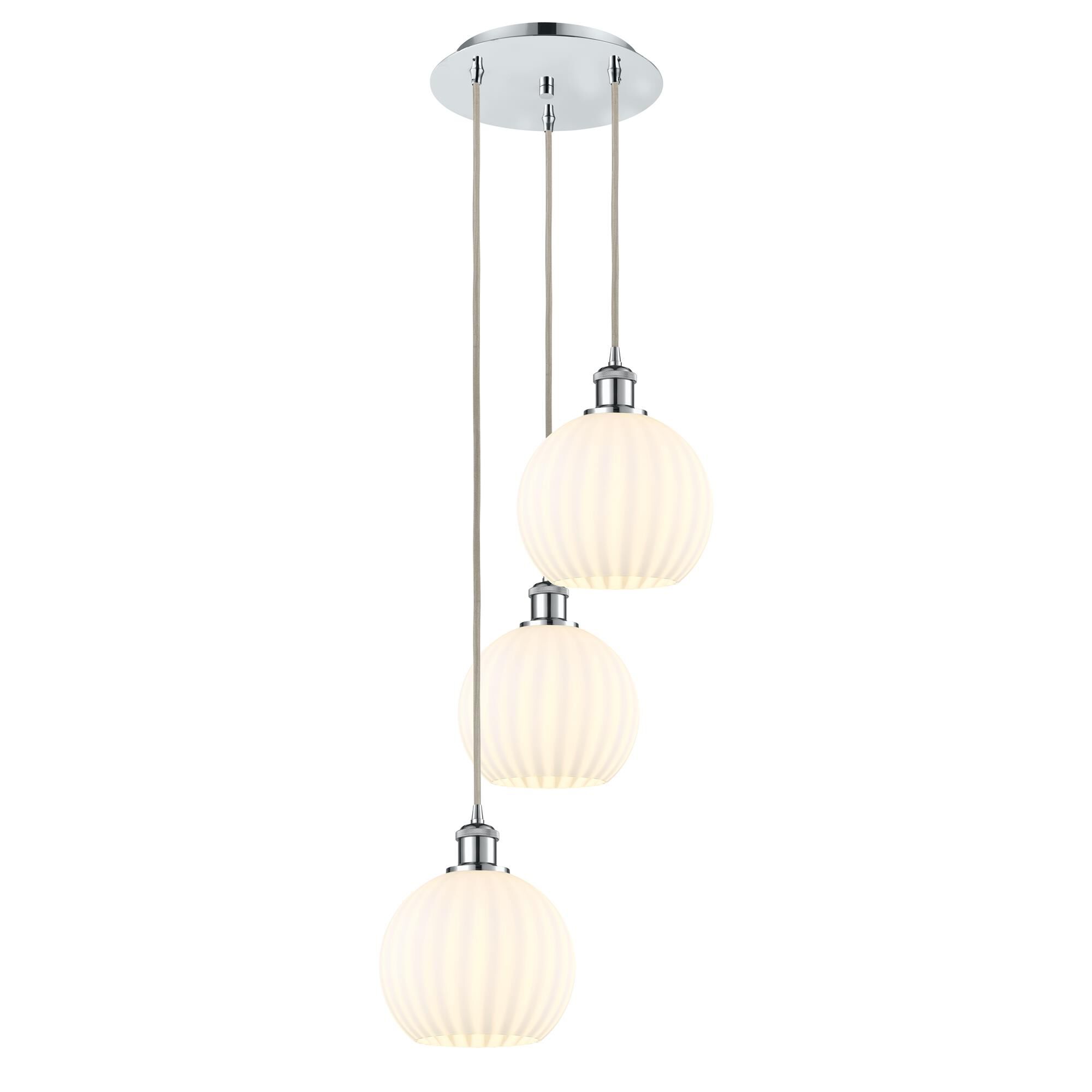 Shown in Polished Chrome finish and White Venetian glass