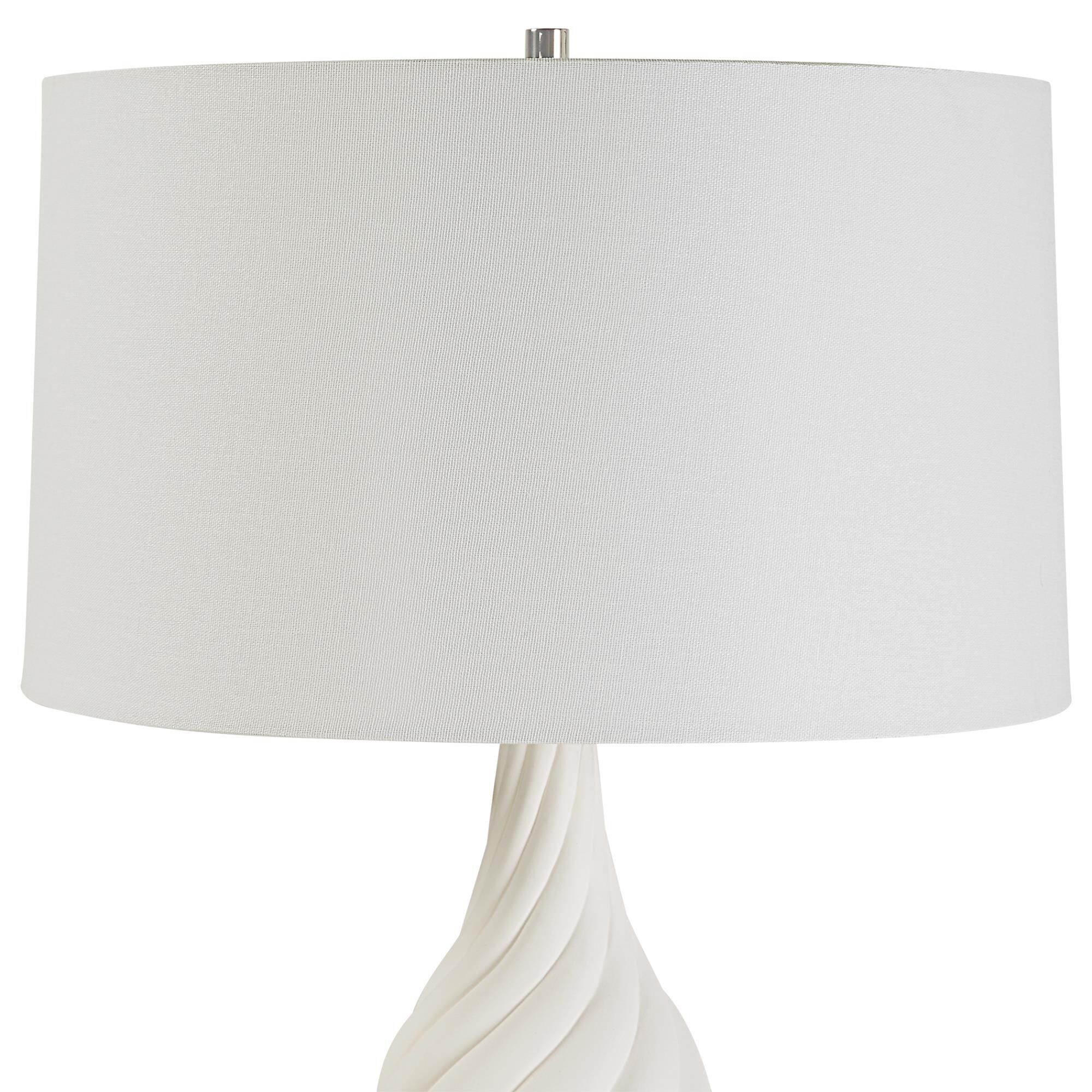 Shown in Swirl White finish and Round Hardback shade