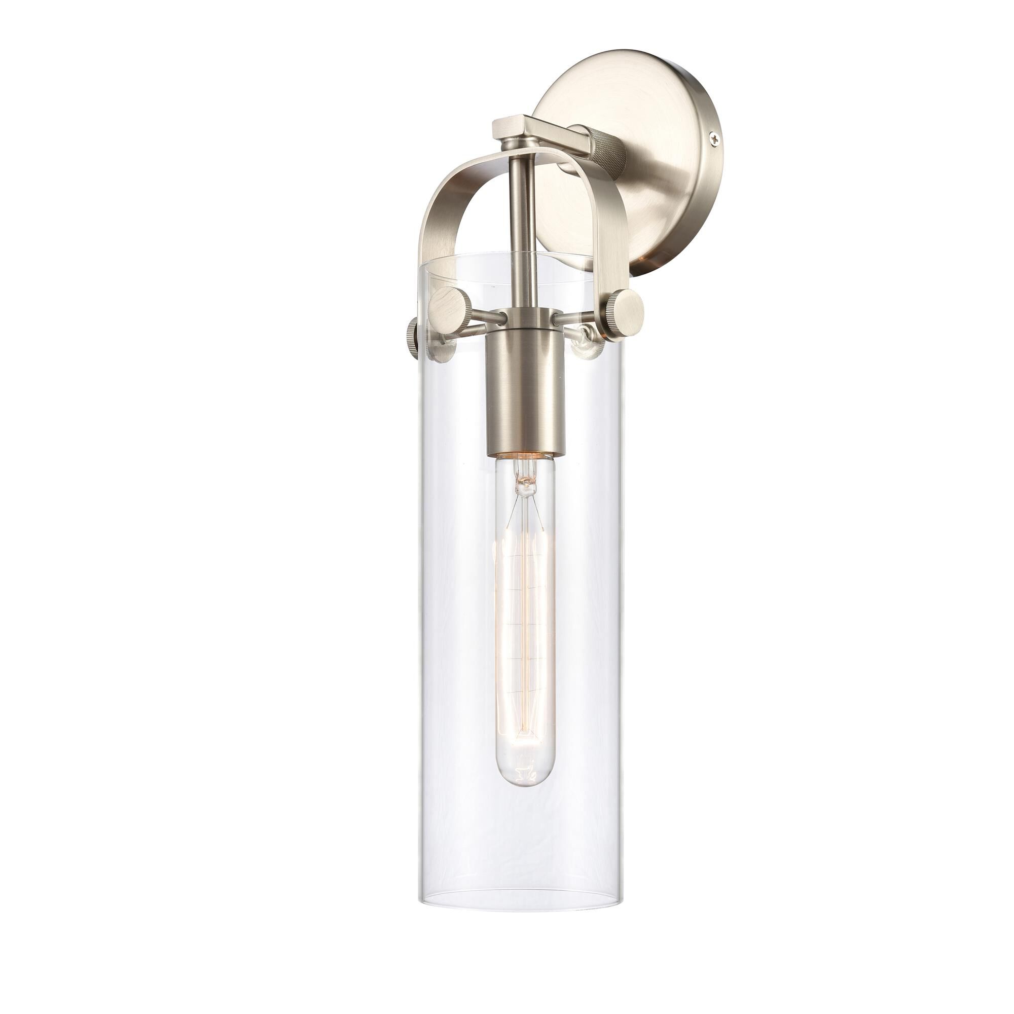 Shown in Satin Nickel finish and Clear glass