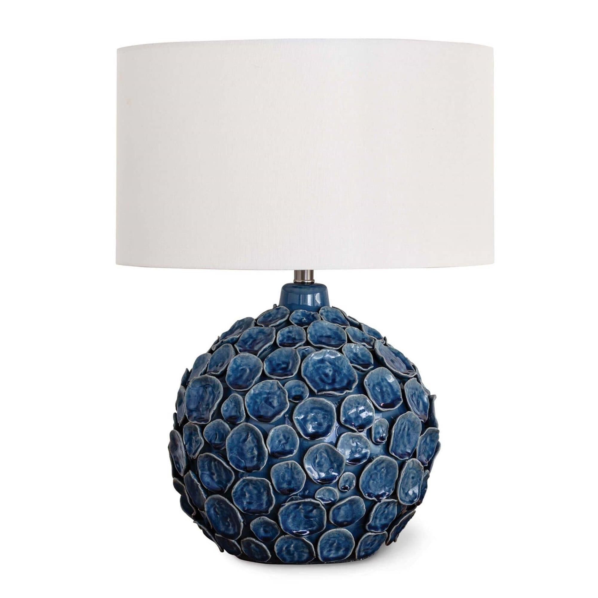 Shown in Blue finish and Linen shade