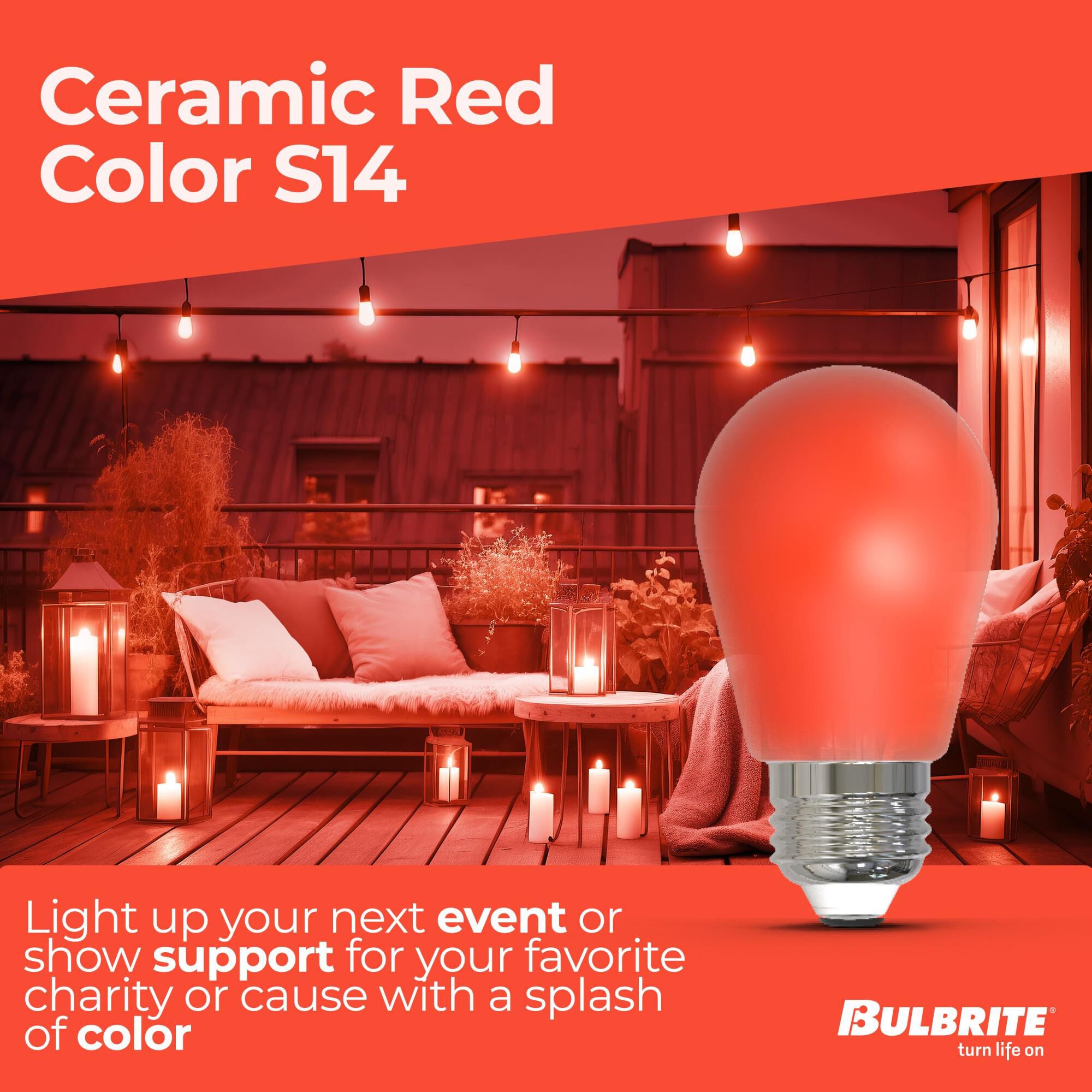 Ceramic Red S14 Base E26 LED Light Bulb,