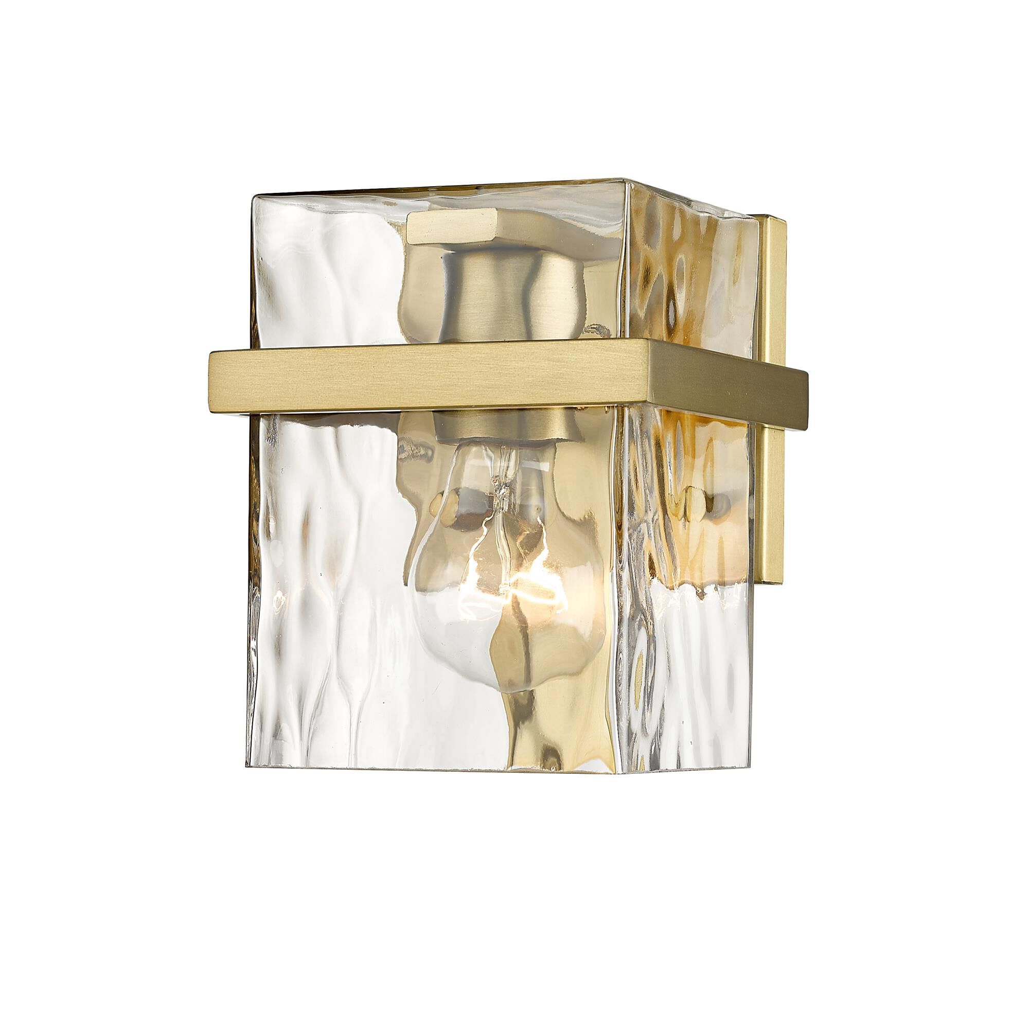 Shown in Modern Gold finish and Glass shade