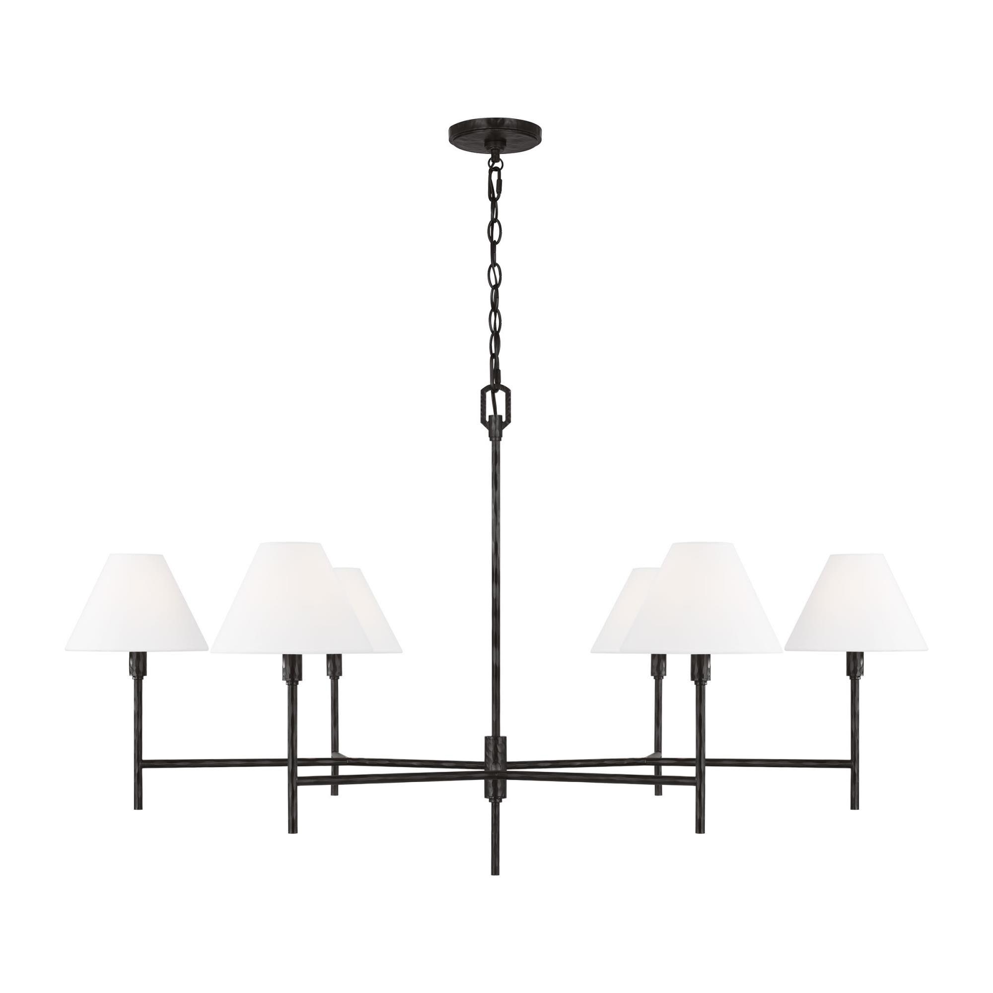 Shown in Aged Iron finish and White Linen shade