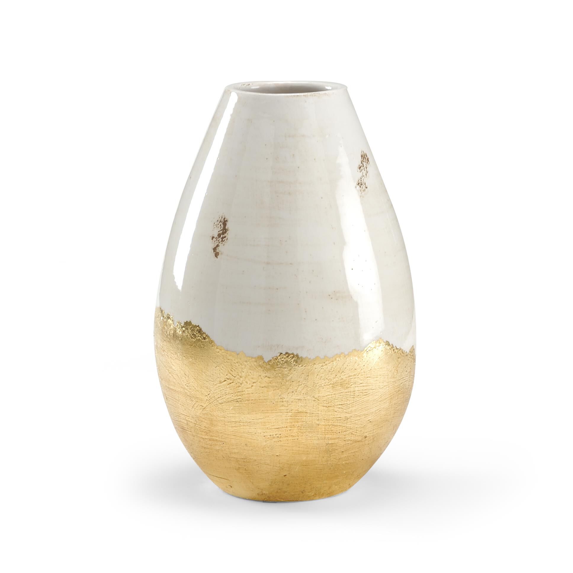 Shown in White Glaze With Metallic Gold finish