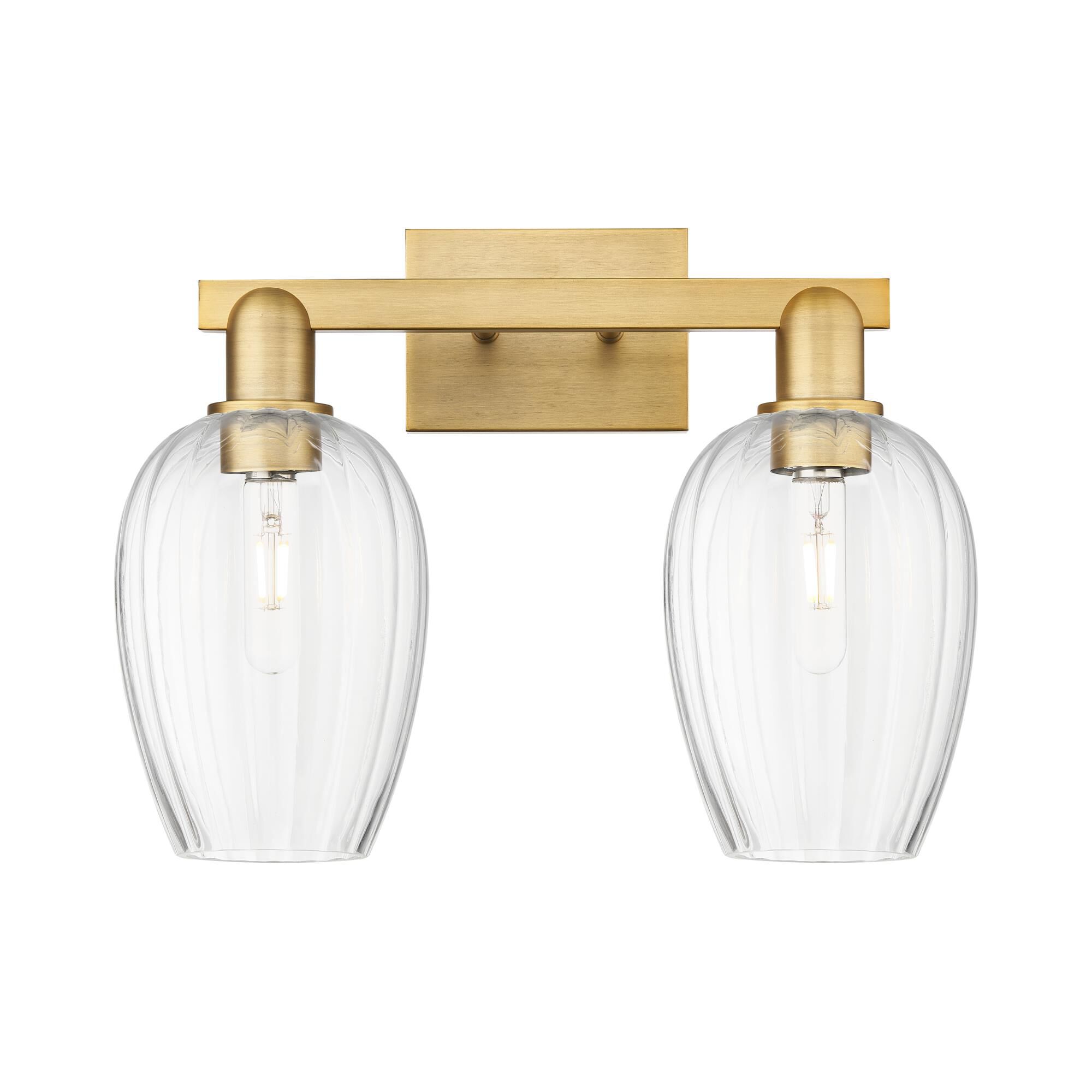 Shown in Brushed Brass finish and Clear glass