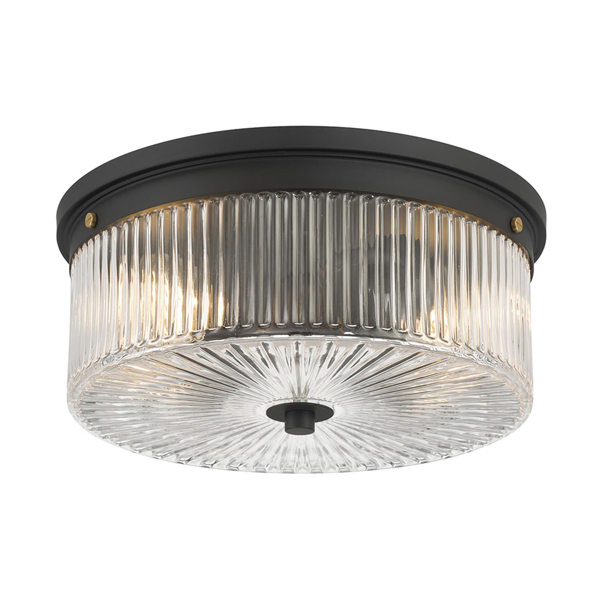 Shown in Matte Black finish and Clear Striated glass