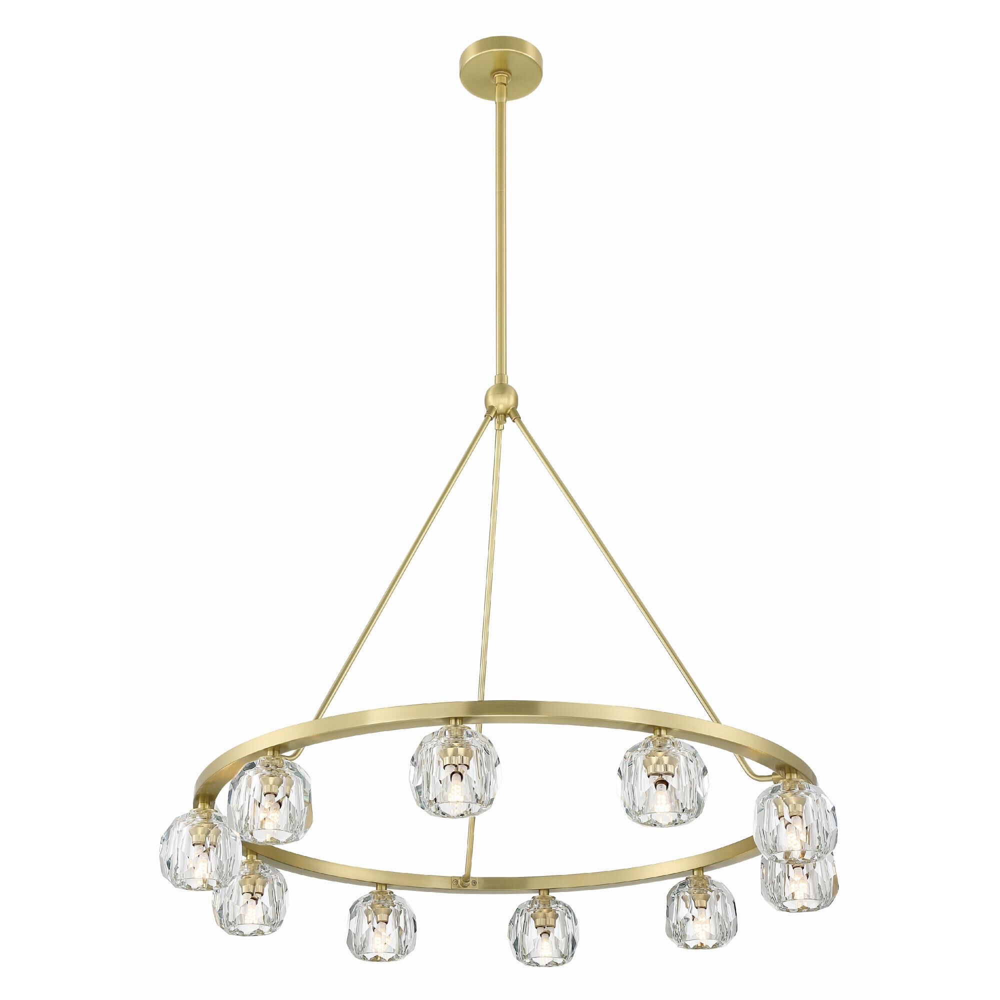 Shown in Soft Brass finish and Faceted Cut crystal and Crystal glass and Crystal shade