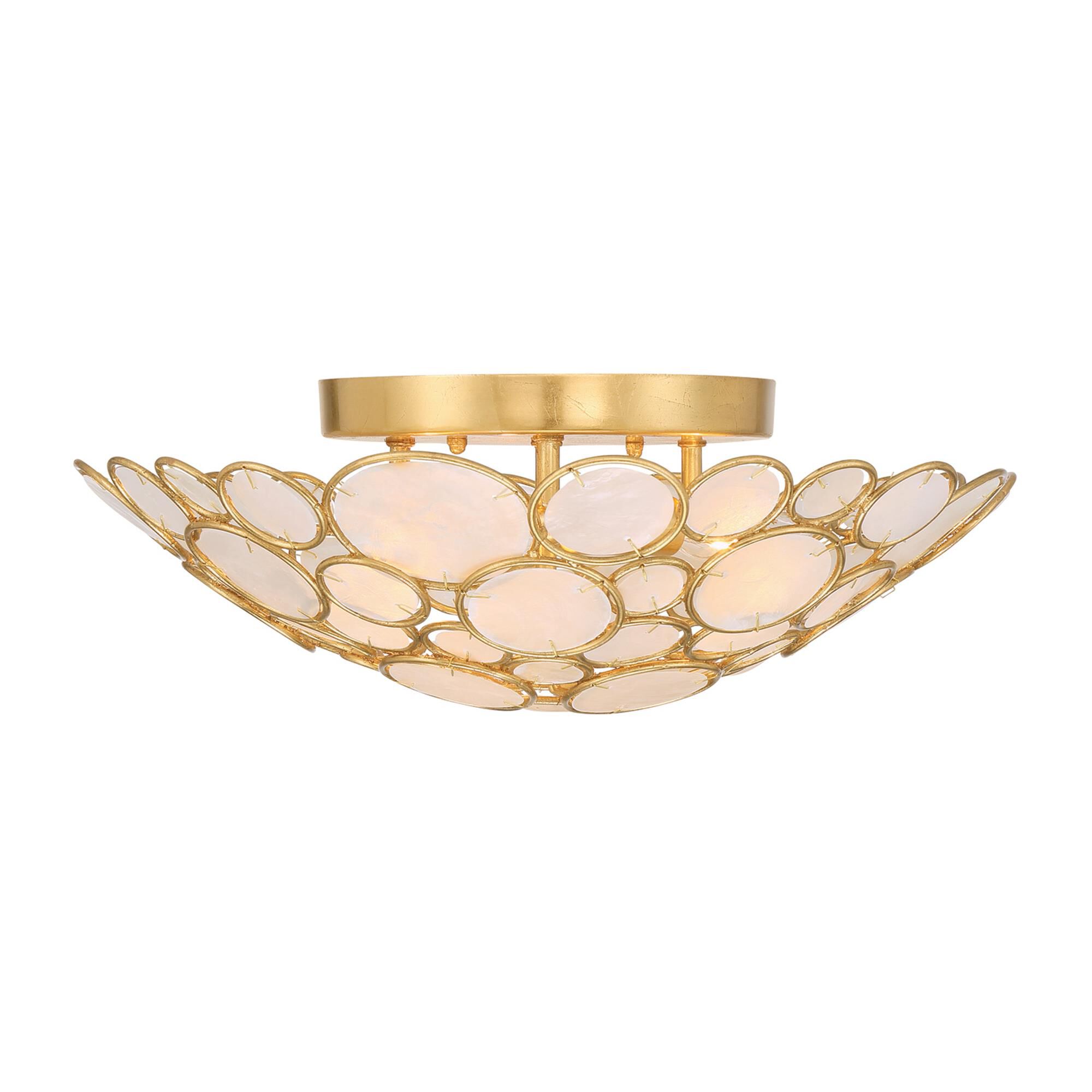 Shown in Antique Gold finish and Capiz Shell crystal