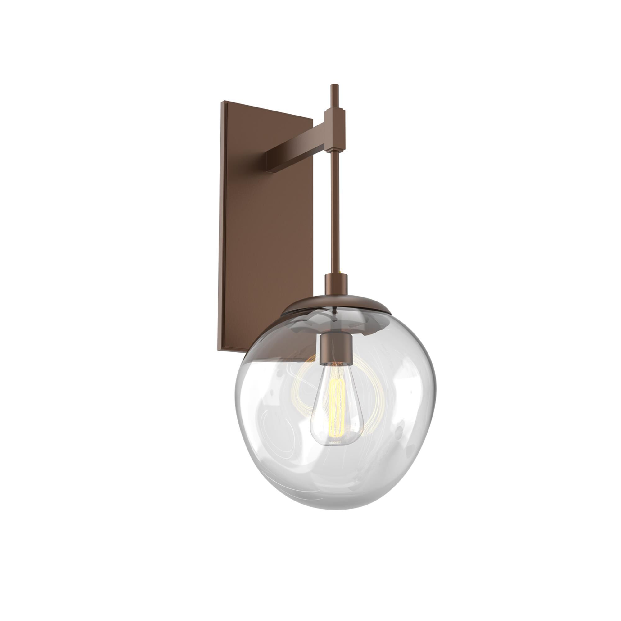 Shown in Burnished Bronze finish and Clear Blown glass