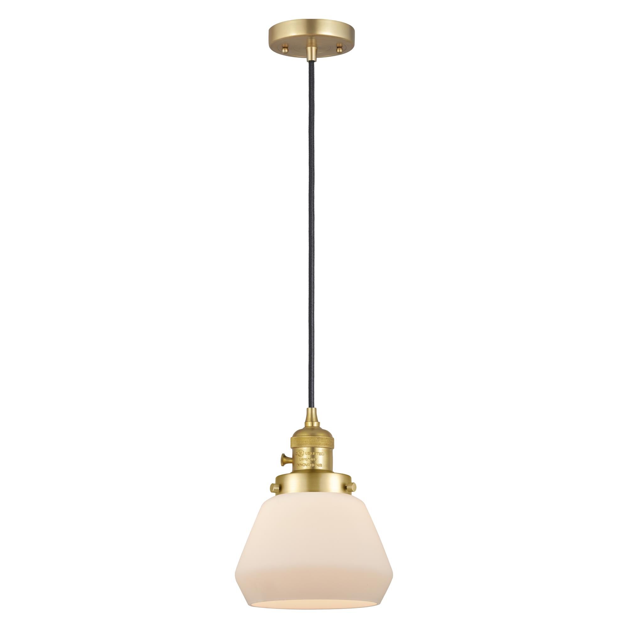 Shown in Satin Gold finish and Matte White glass