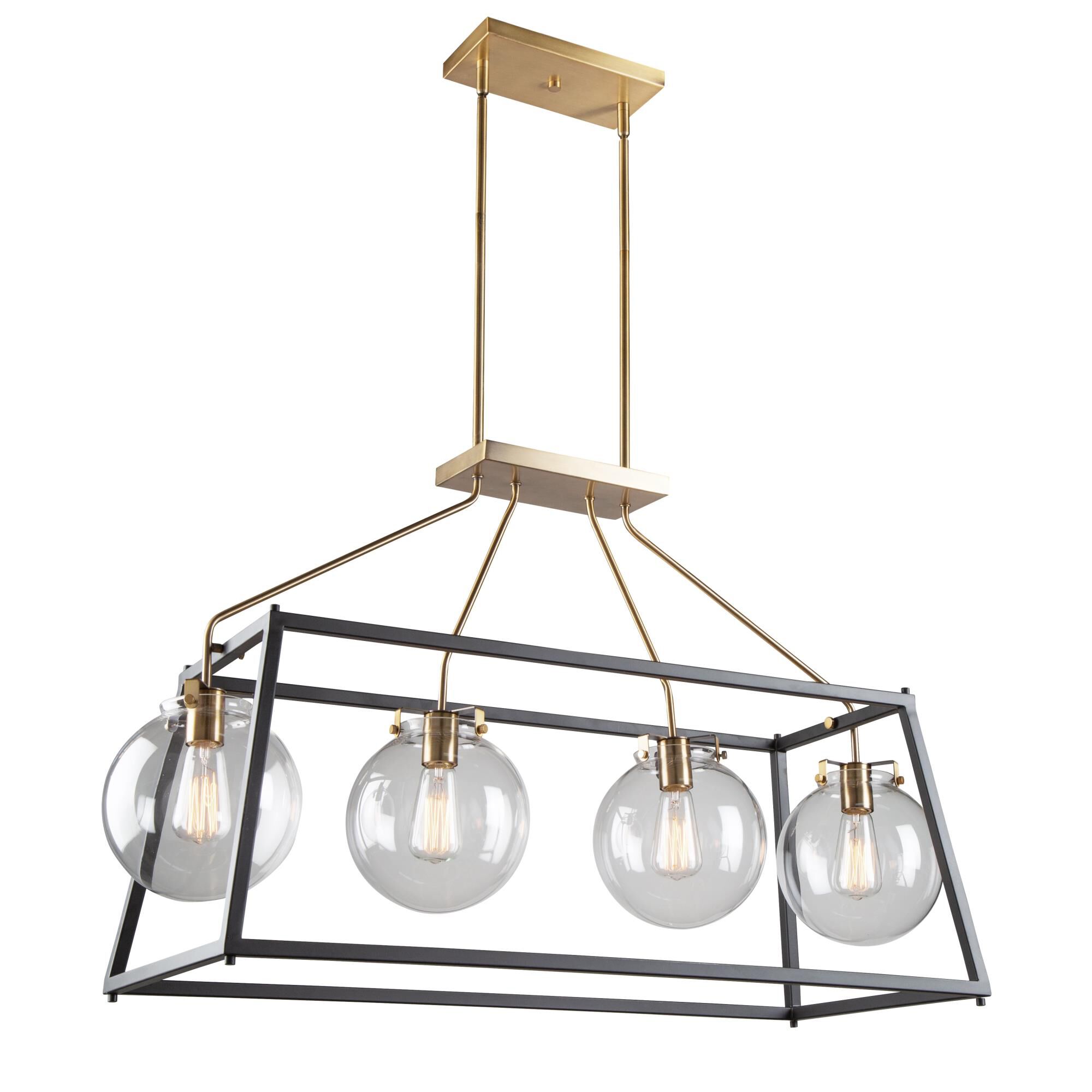 Shown in Black & Harvest Brass finish and Glass shade