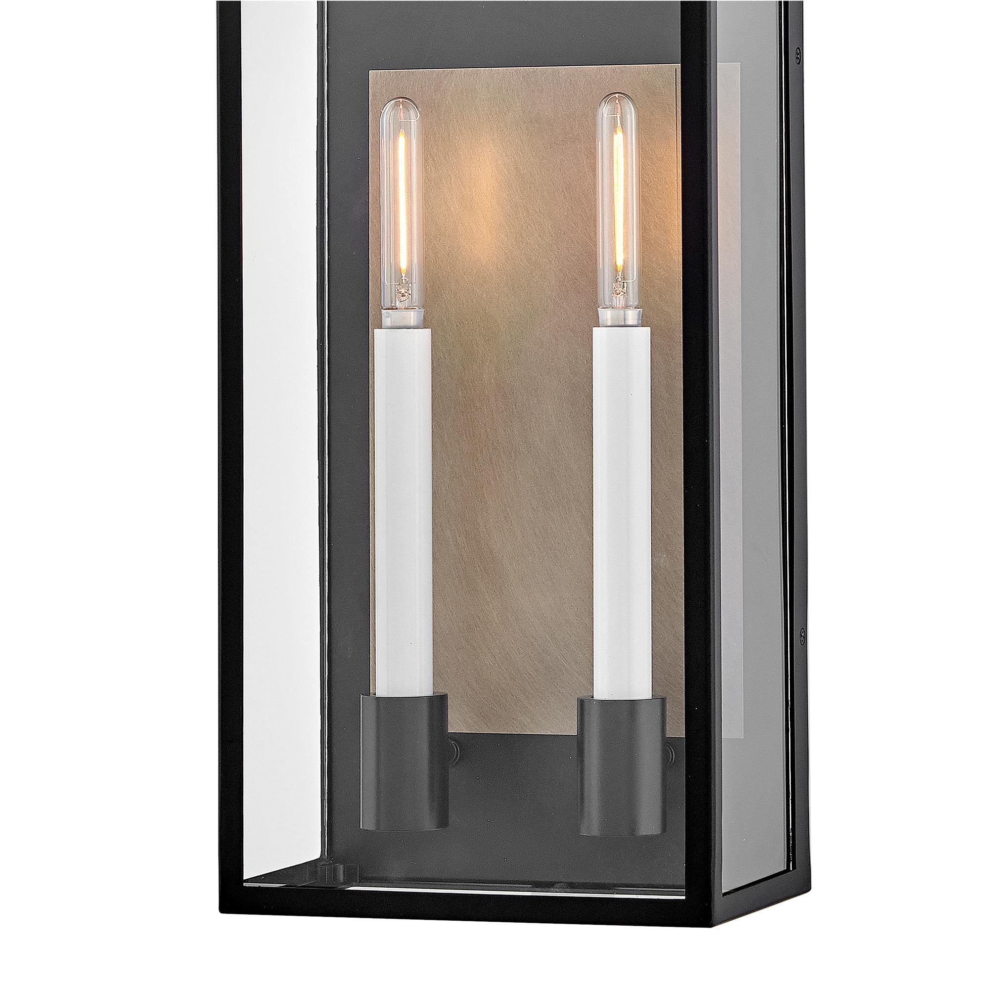 Shown in Black finish and Clear glass and Burnished Bronze accent