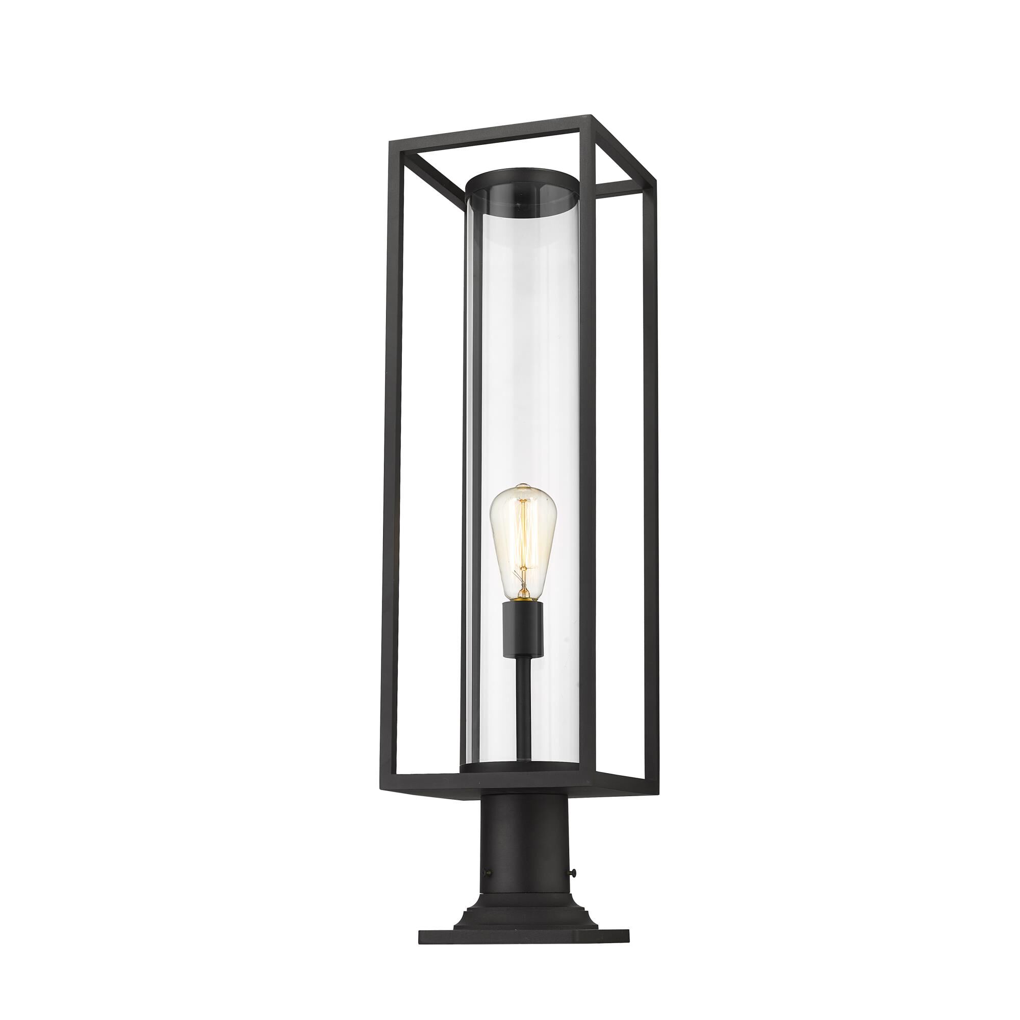 Shown in Black finish and Glass shade