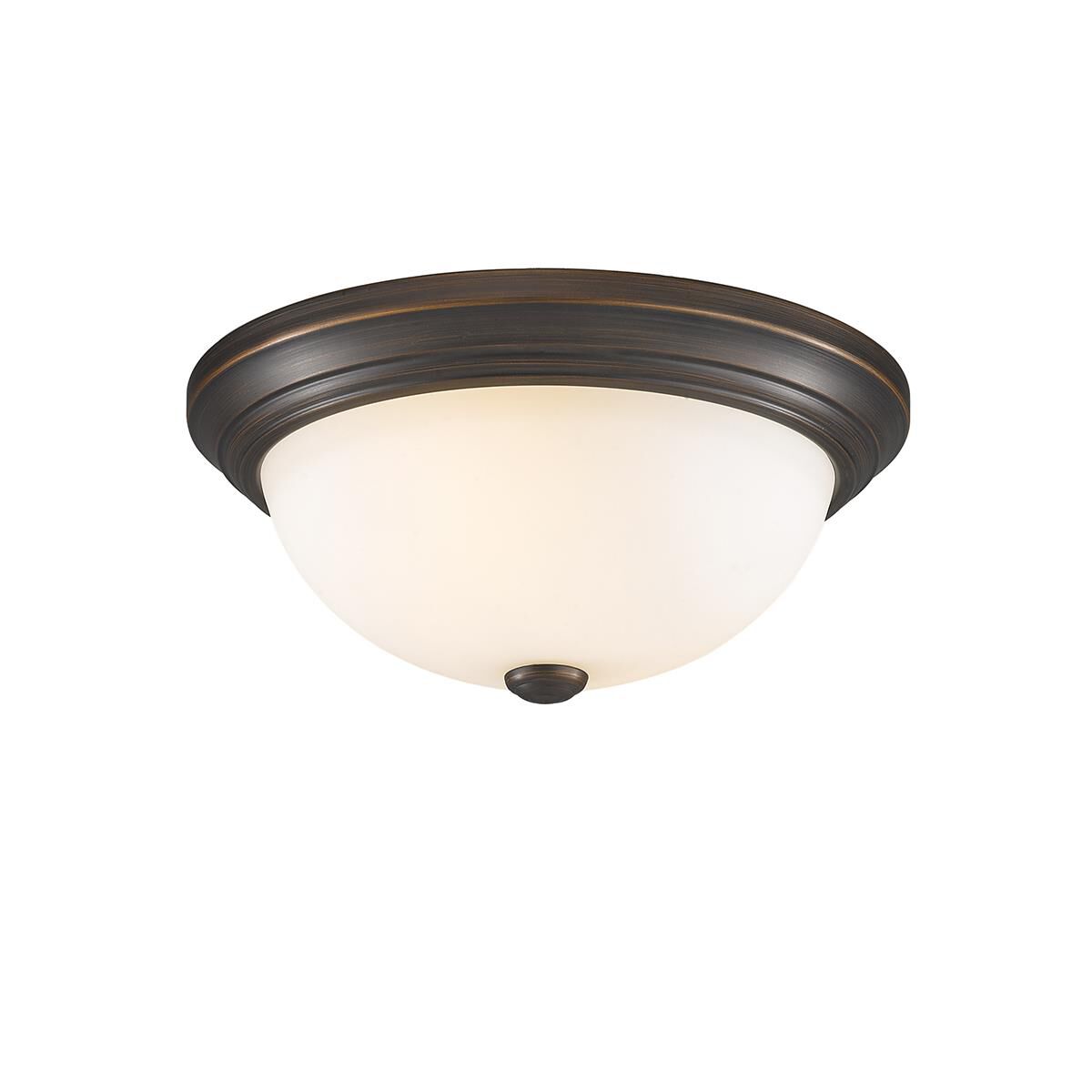 Shown in Rubbed Bronze finish and Etched White glass