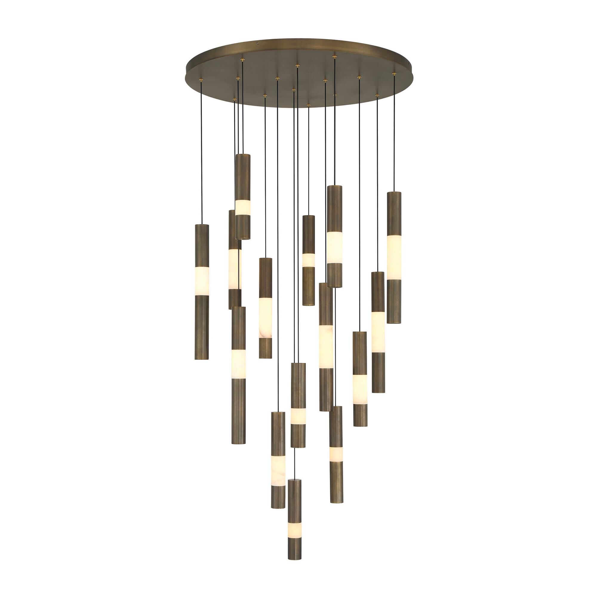 Shown in Weathered Brass finish and Alabaster glass