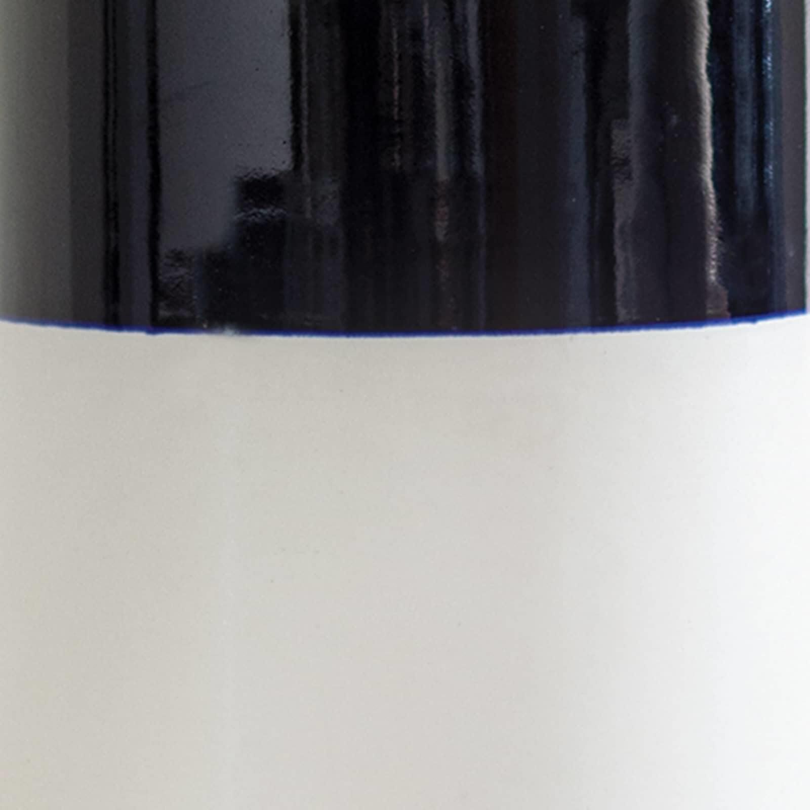 Shown in Blue finish and Linen shade