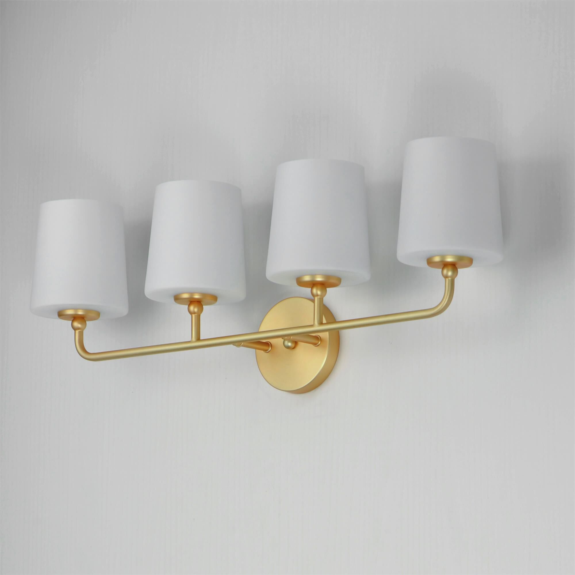 Shown in Satin Brass finish and Satin White glass