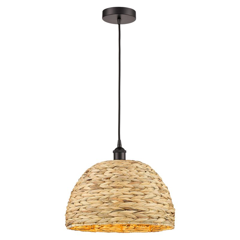 Bruno Marashlian Woven Rattan Large Pendant by Innovations Lighting