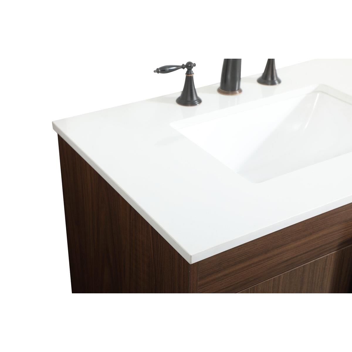 Shown in Walnut finish and Without Backsplash accent