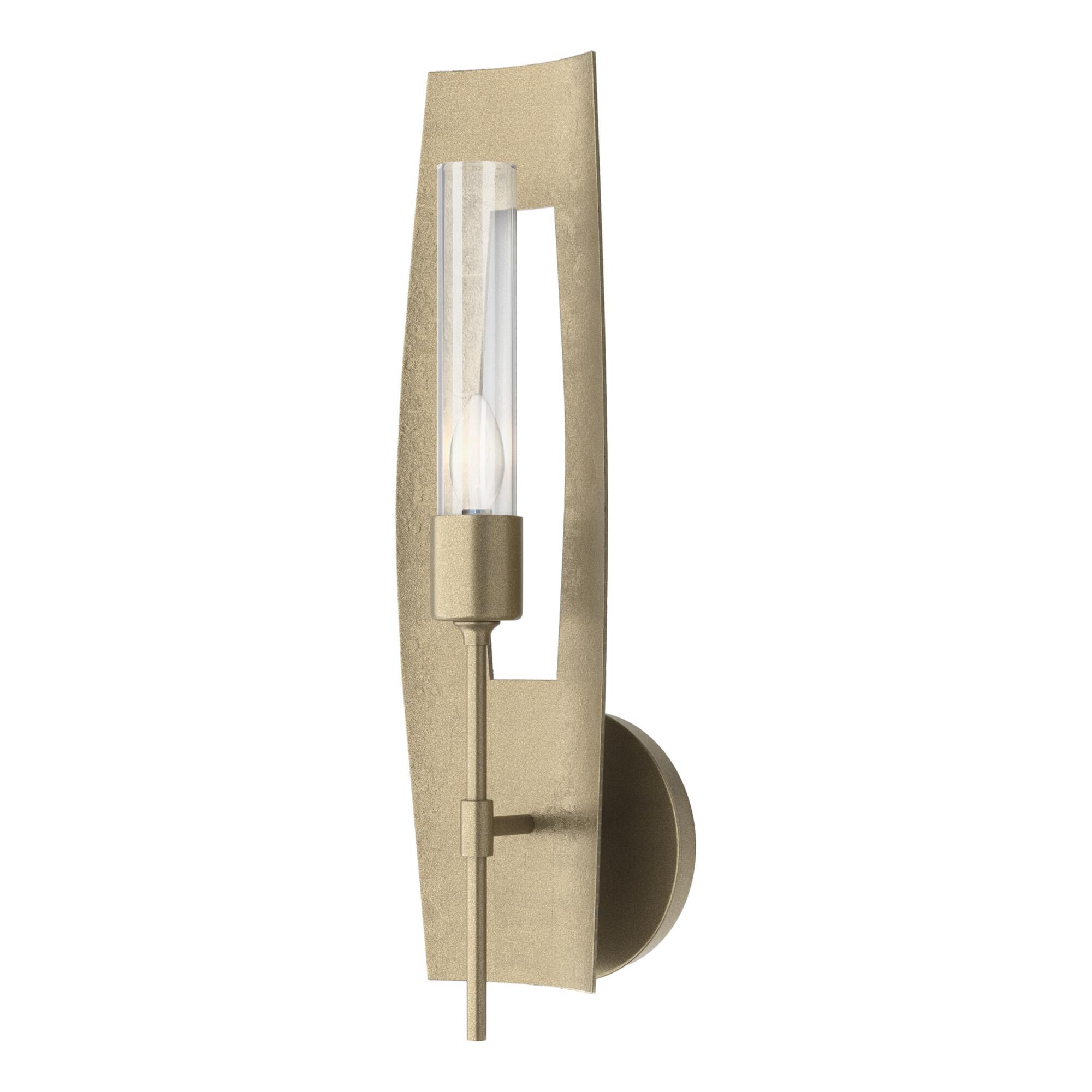 Shown in Soft Gold finish and Clear glass