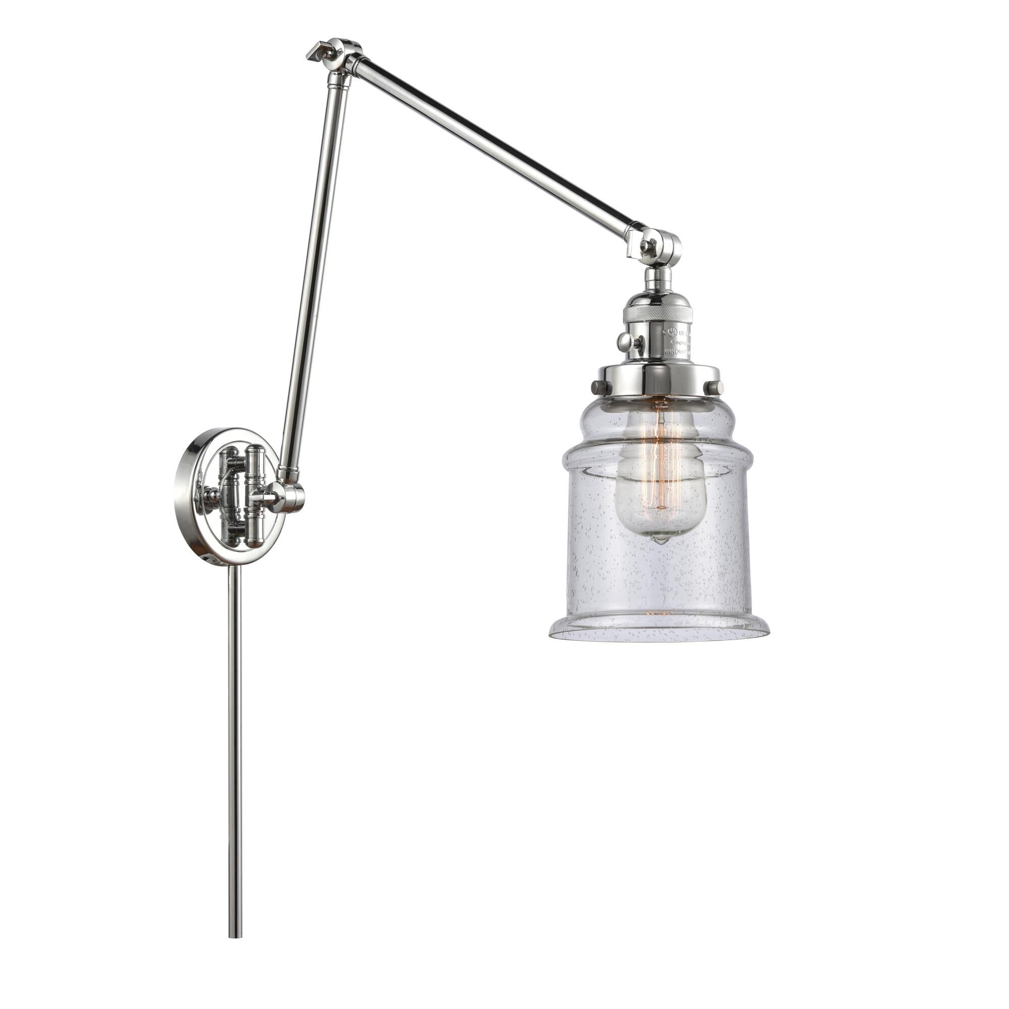 Shown in Polished Chrome finish and Seedy Canton glass