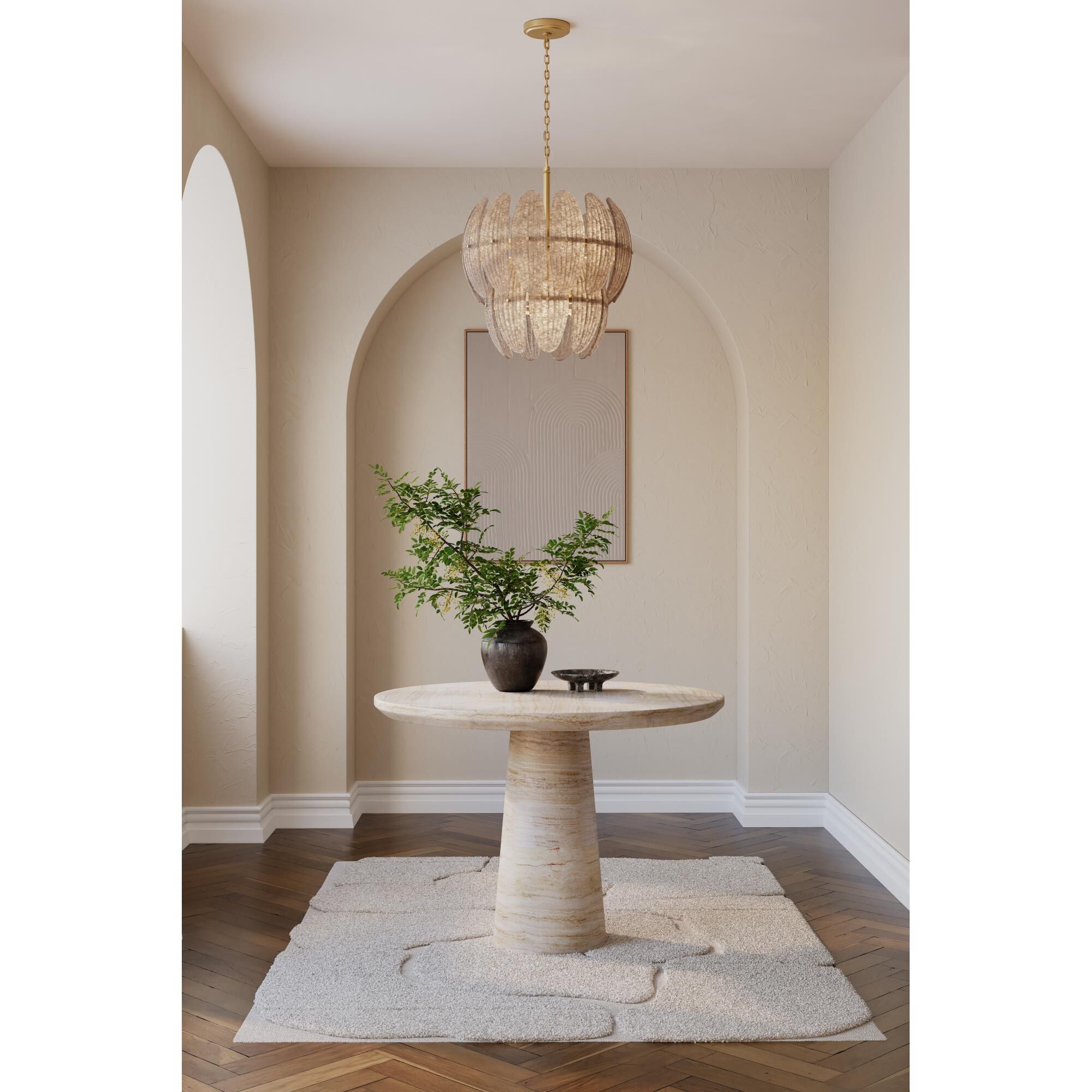 Shown in Legacy Brass finish and Grey Textured shade