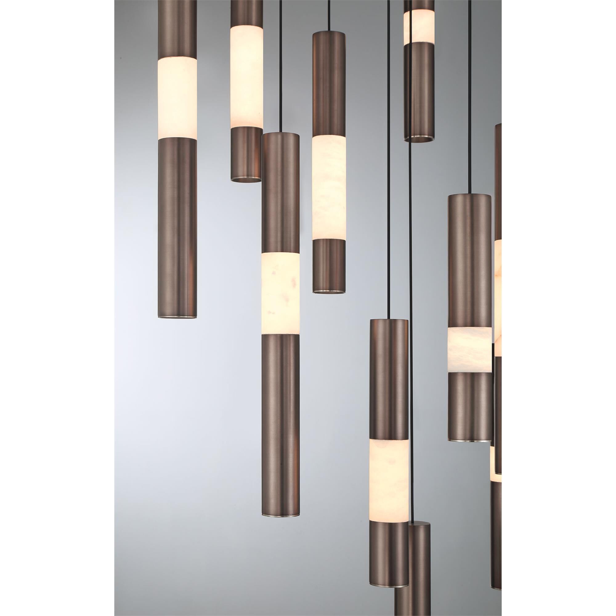Shown in Harlow Bronze finish and Alabaster glass