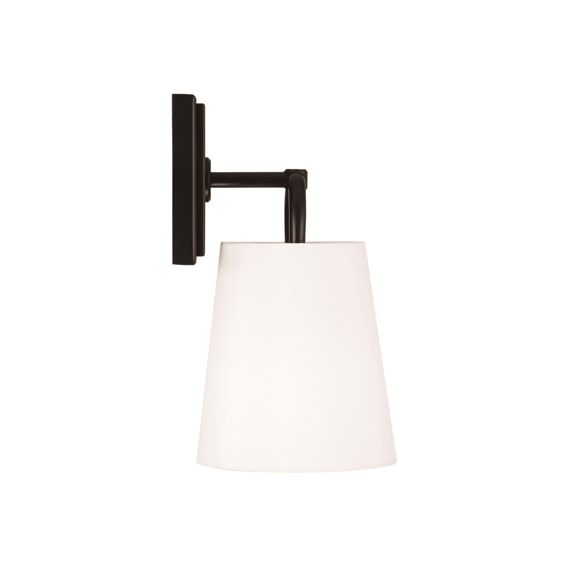 Shown in Matte Black finish and White Fabric shade