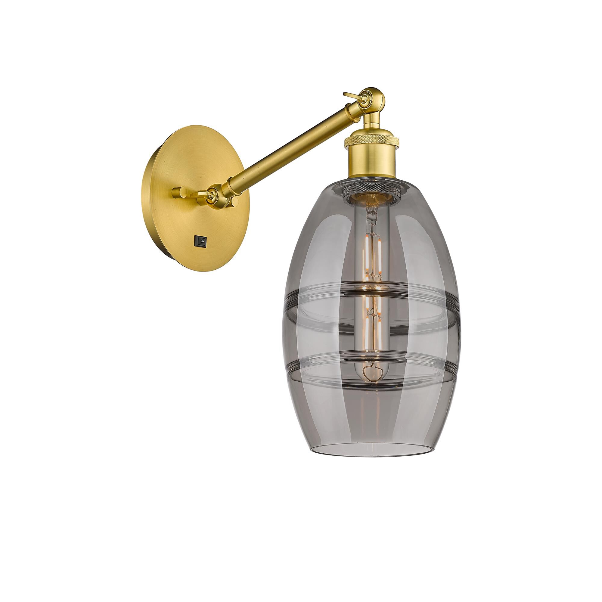 Shown in Satin Gold finish and Light Smoke glass