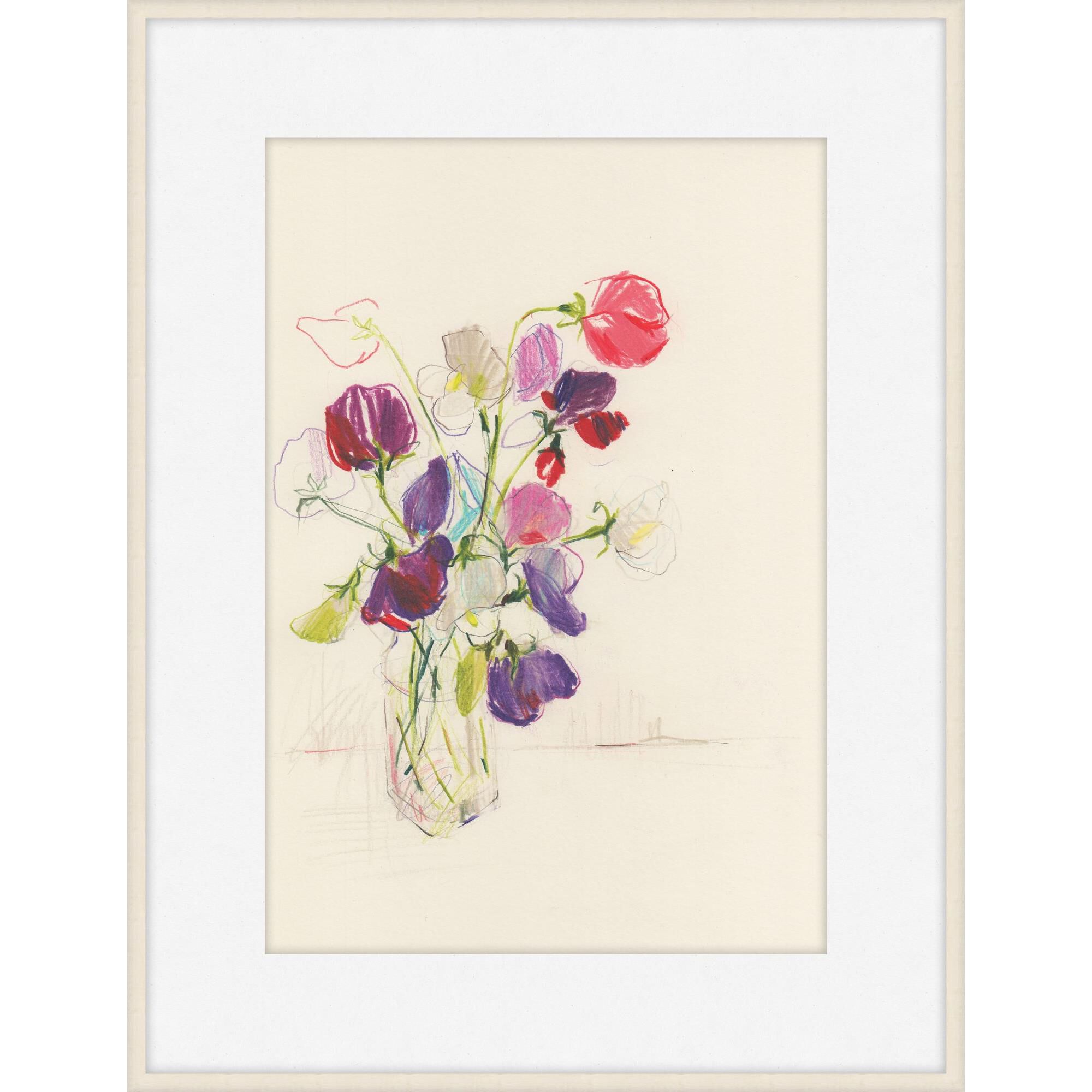 Vase Of Sweet Peas Print by LEVEL57