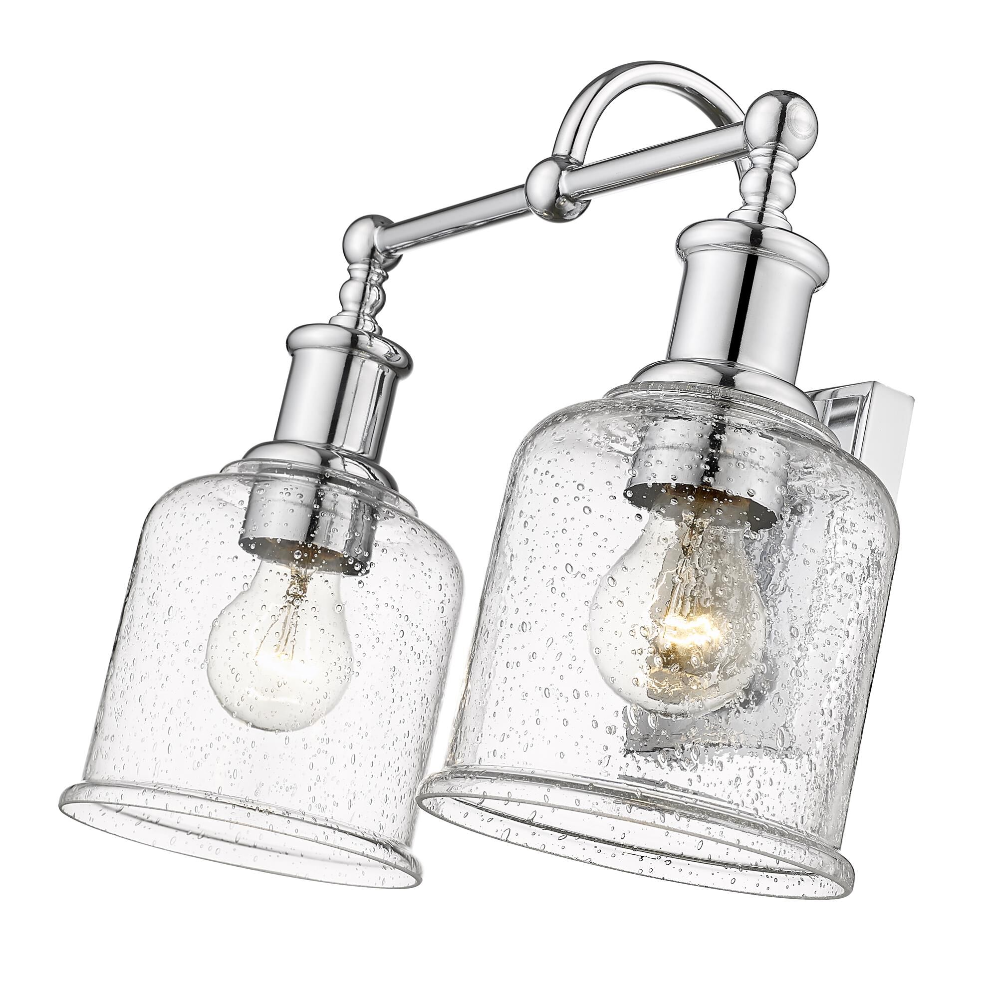 Shown in Chrome finish and Glass shade