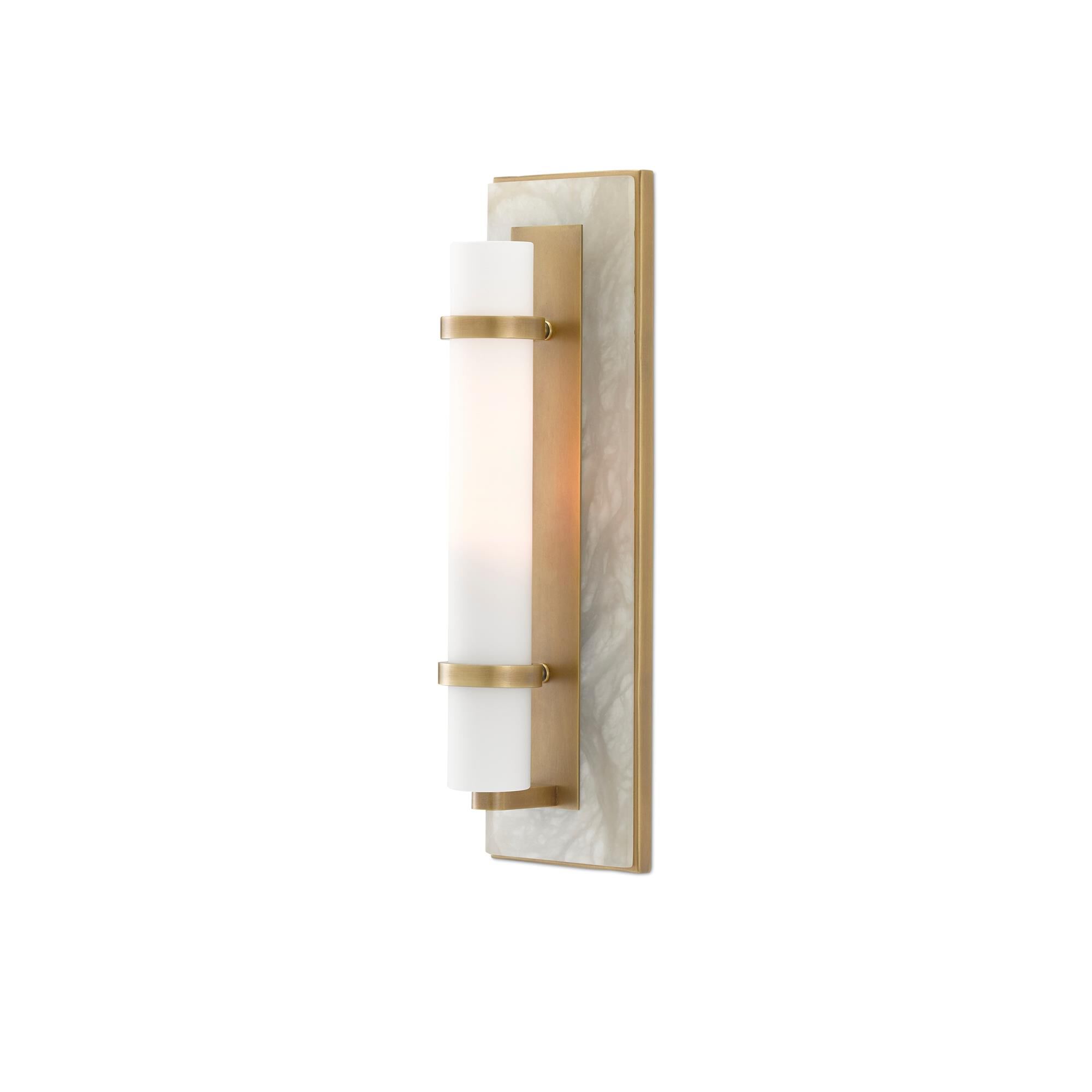 Shown in Natural Alabaster-Antique Brass-Opaque-White finish