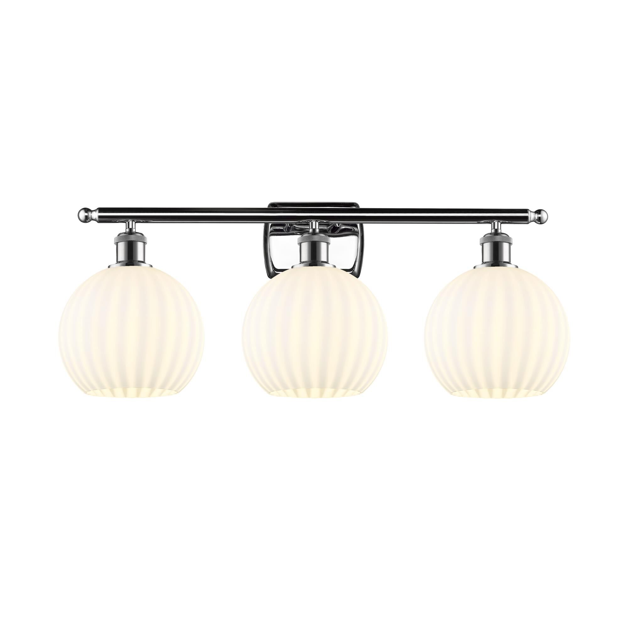 Shown in Polished Chrome finish and White Venetian glass