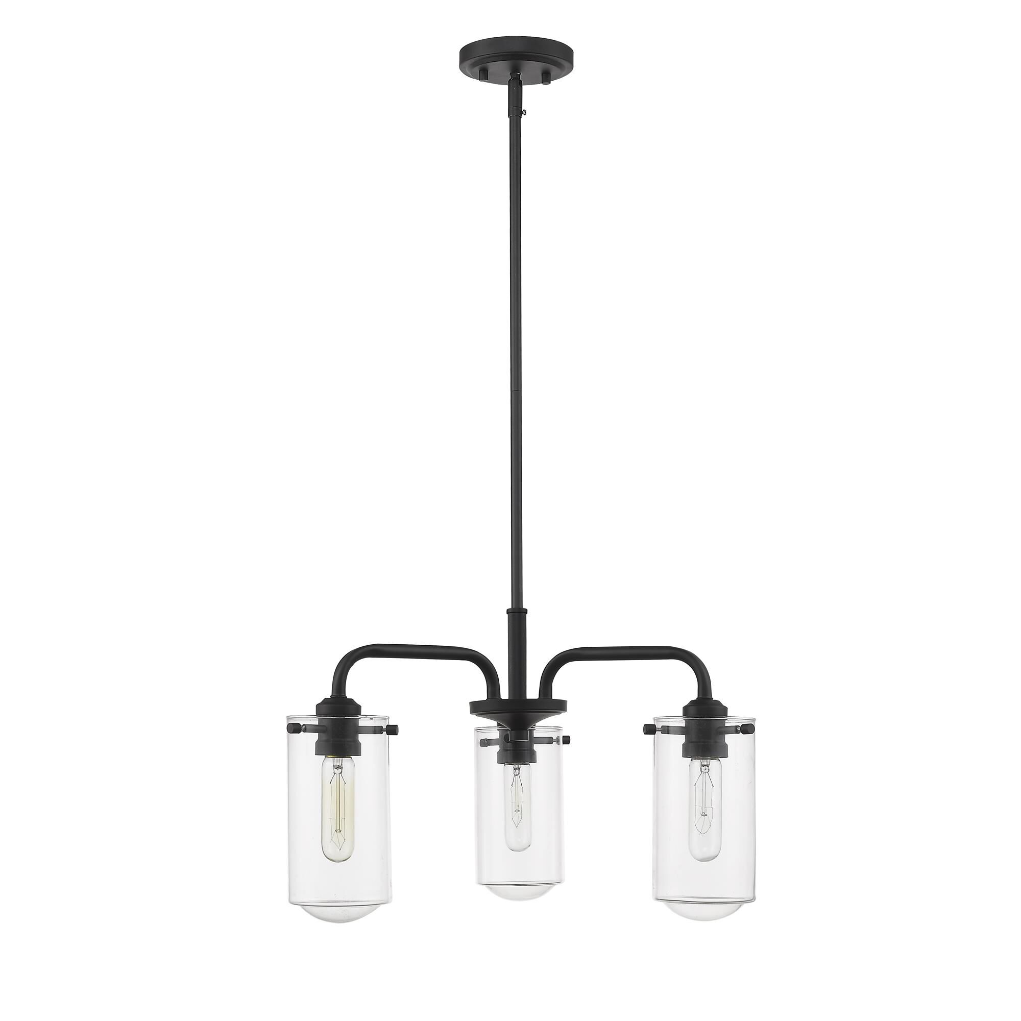 Shown in Matte Black finish and Glass shade