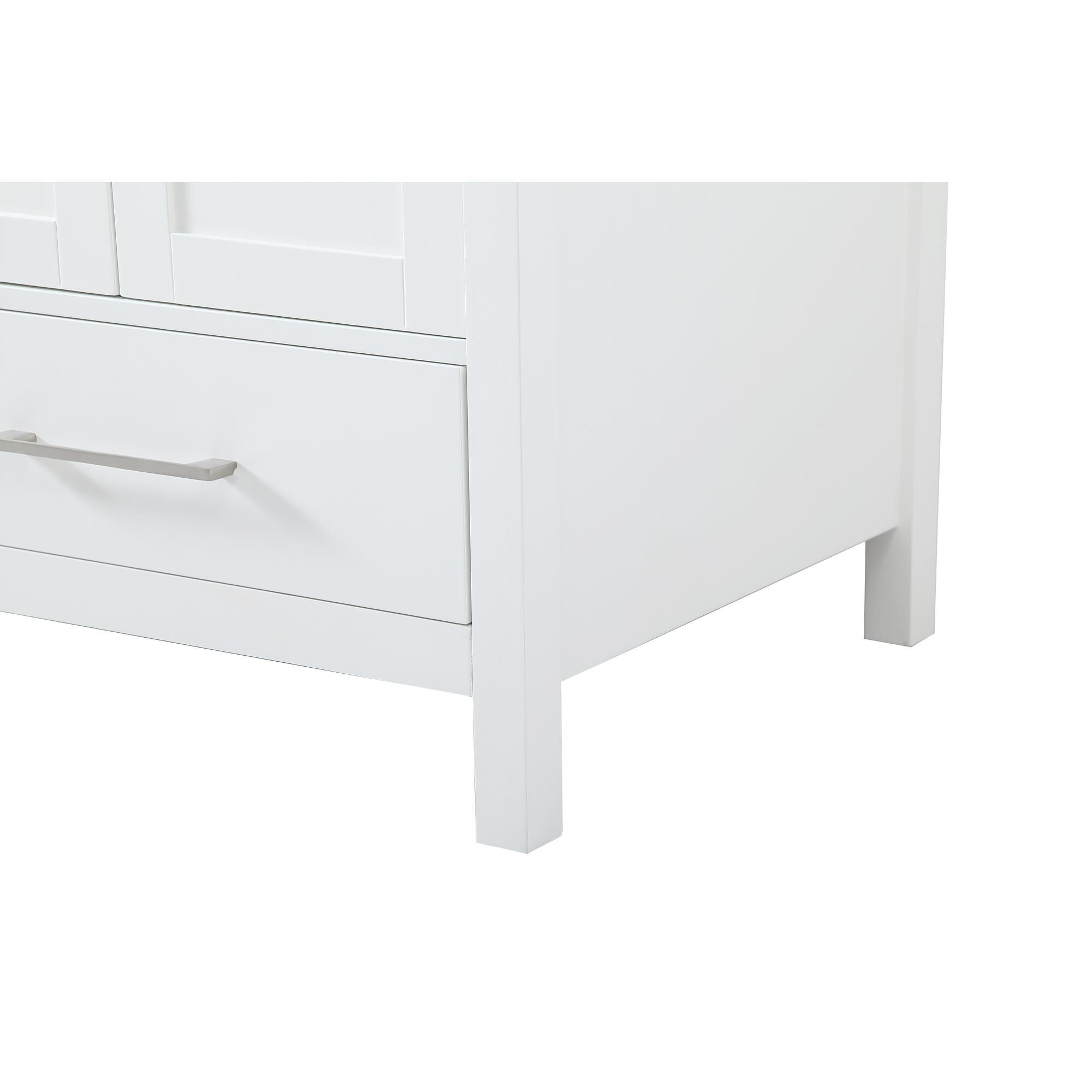 Shown in White And Brushed Nickel With Carrara White Marble finish