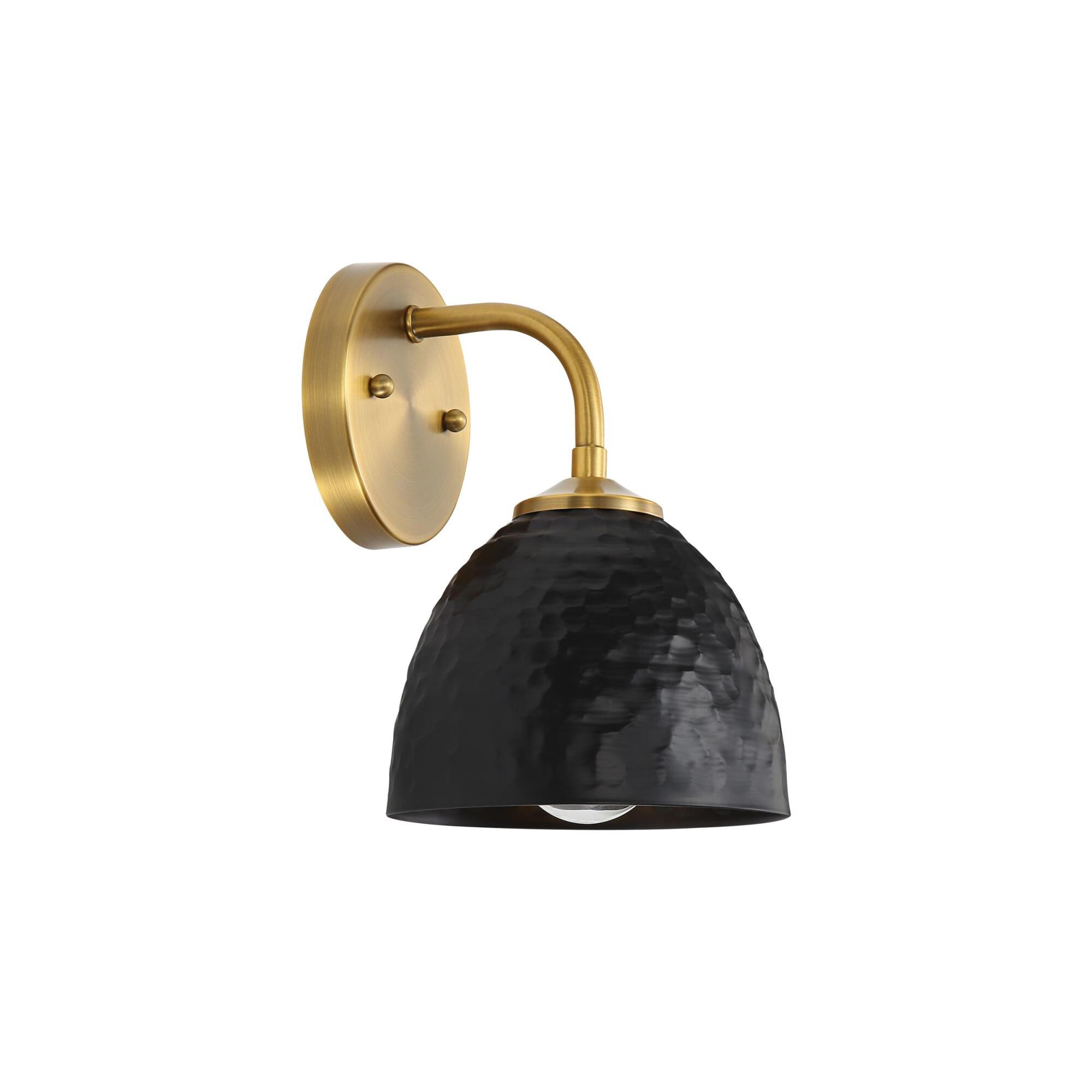 Shown in Modern Brass finish and Matte Black shade