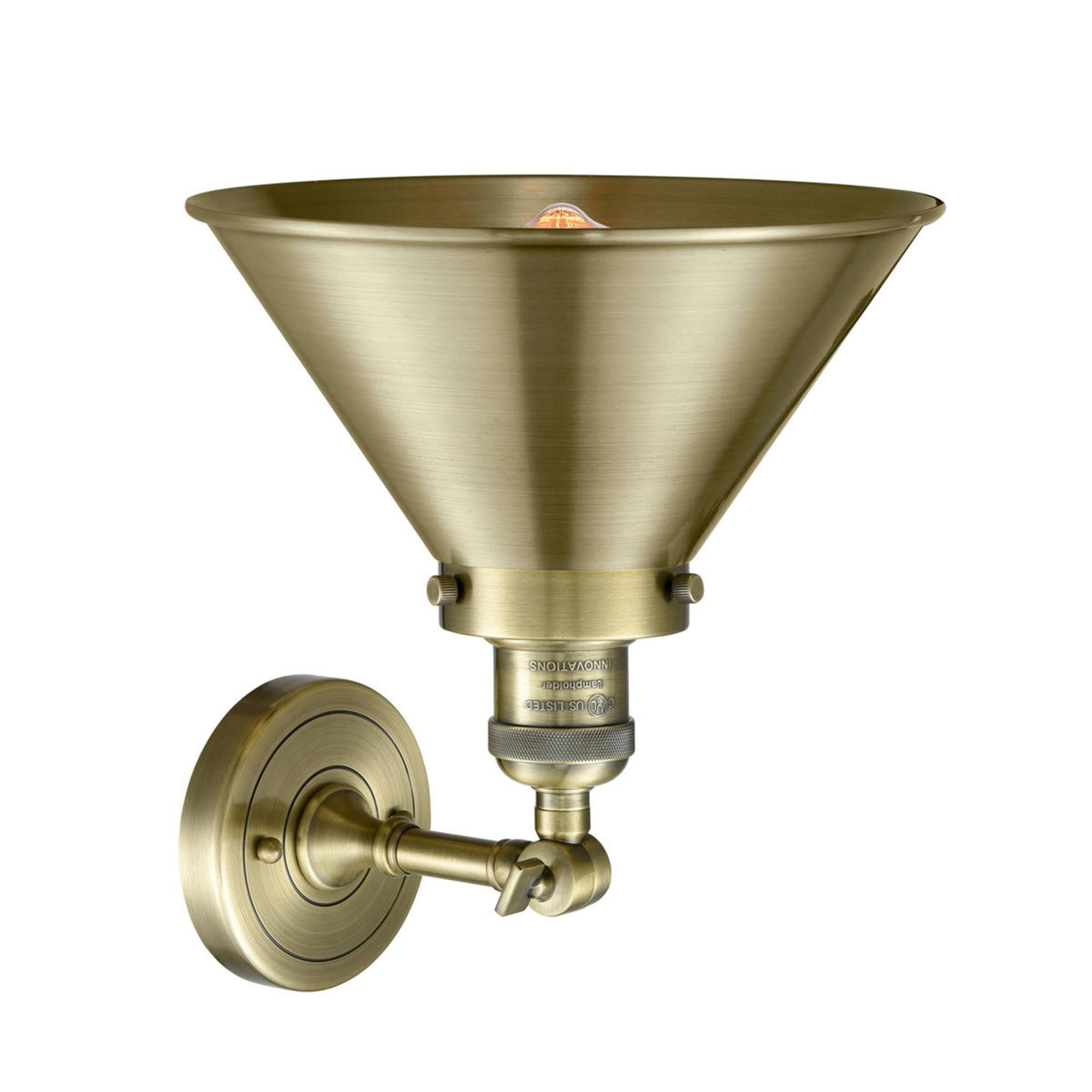Shown in Antique Brass finish and Antique Brass glass and Antique Brass shade and No Accent accent