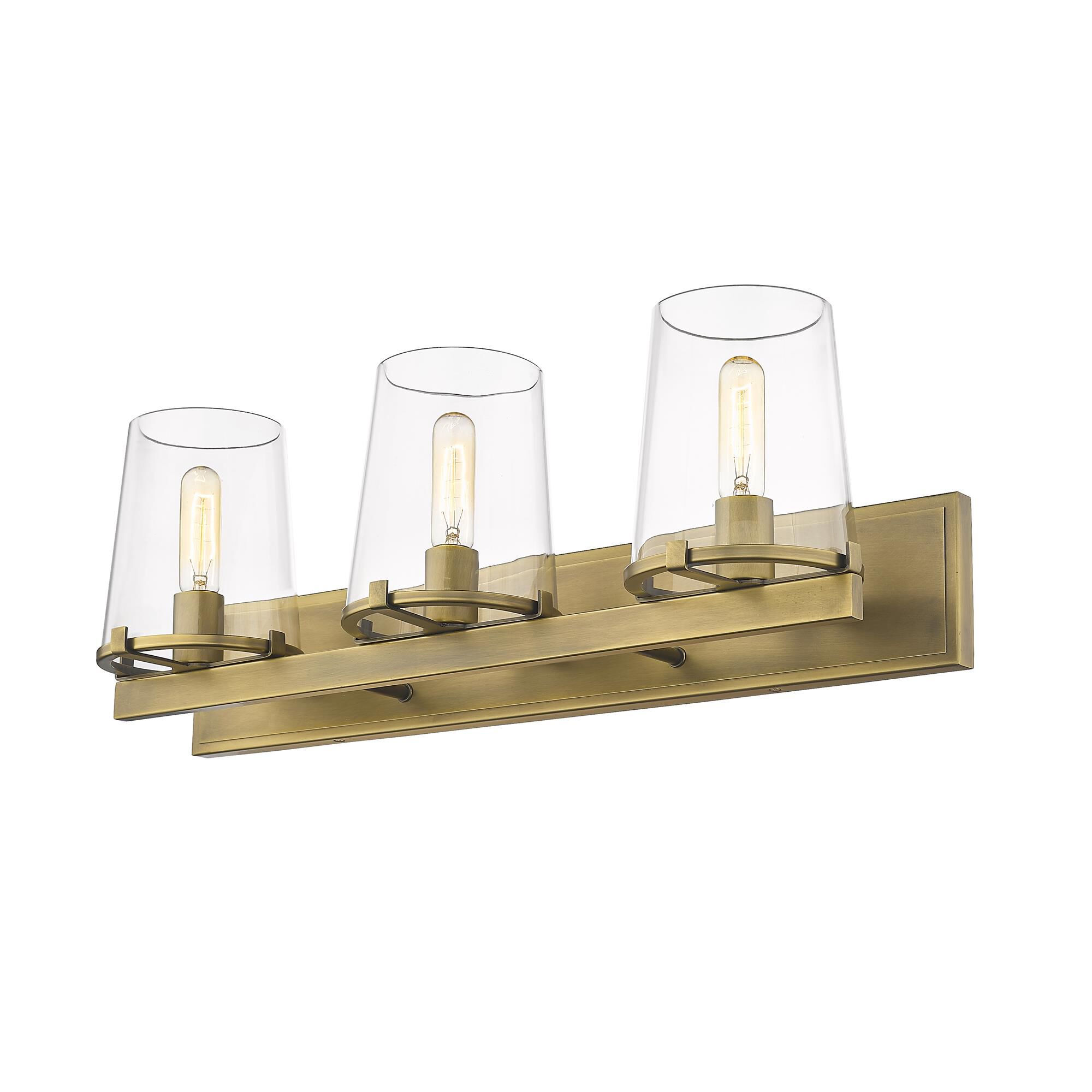 Shown in Rubbed Brass finish and Glass shade