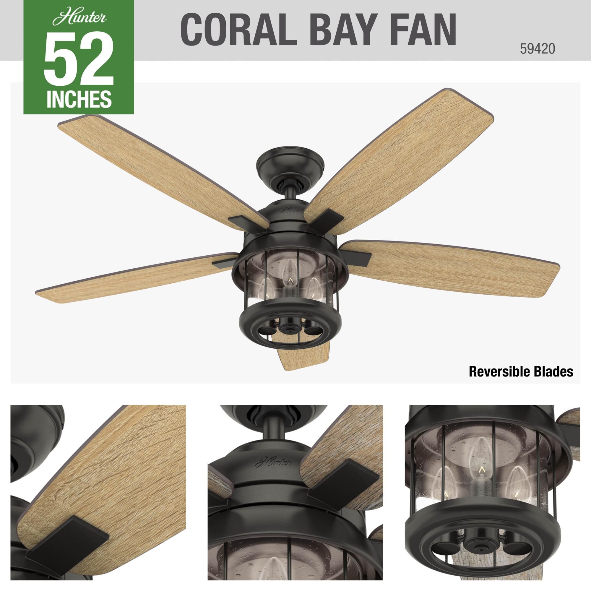 Coral Bay 52 Inch Ceiling Fan with Light Kit by Hunter Fan