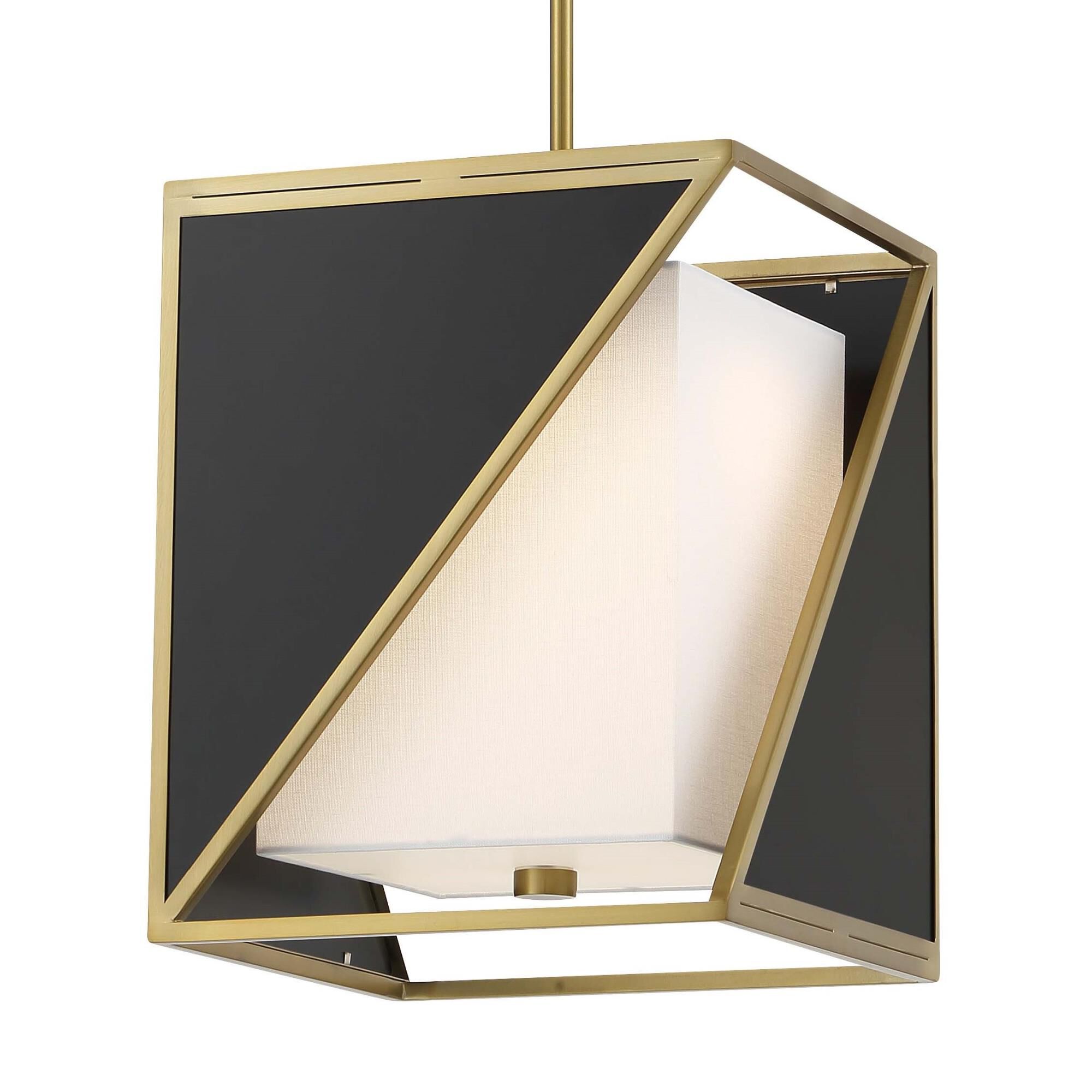 Shown in Coal and Soft Brass finish and White Linen shade