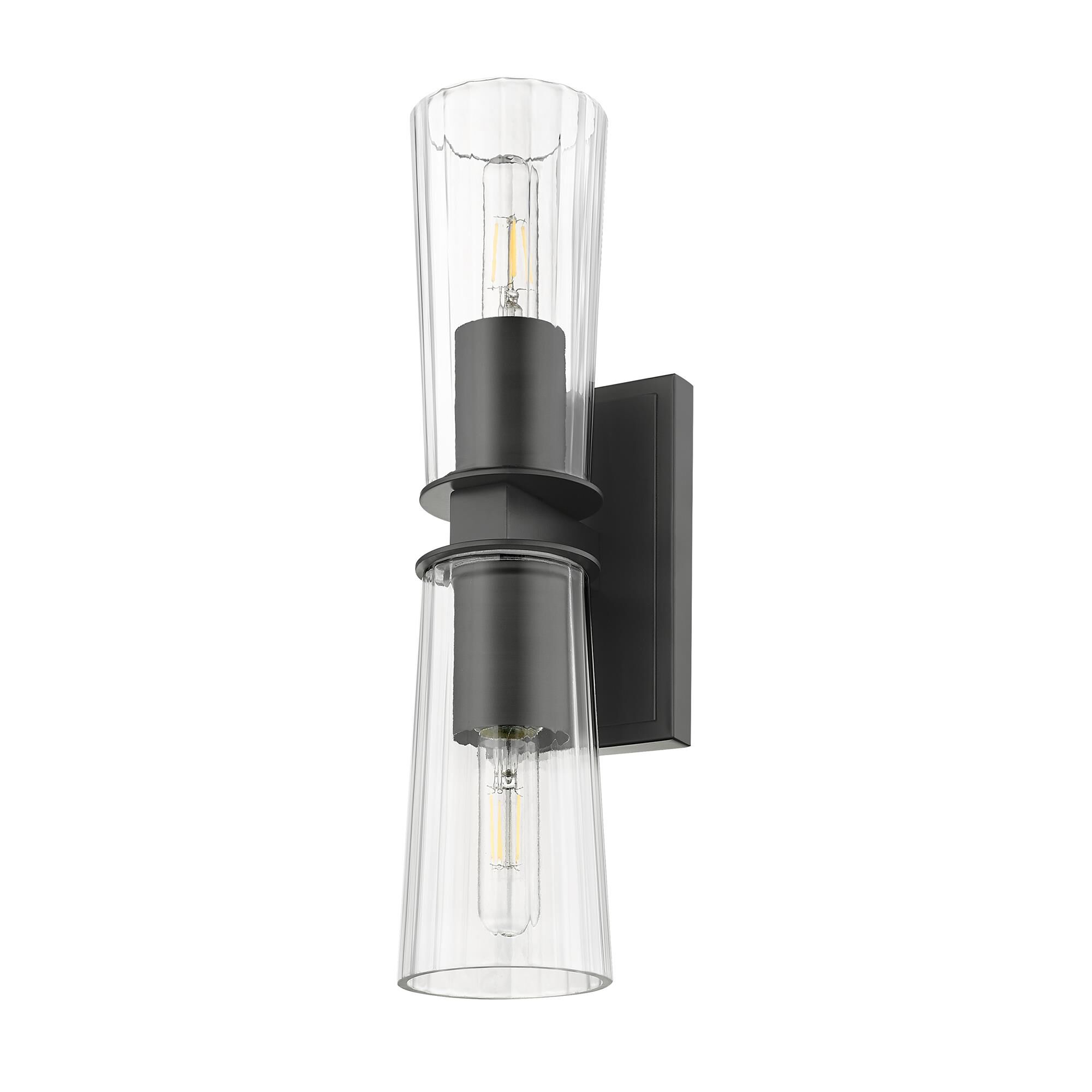 Shown in Matte Black finish and Clear glass and Clear shade