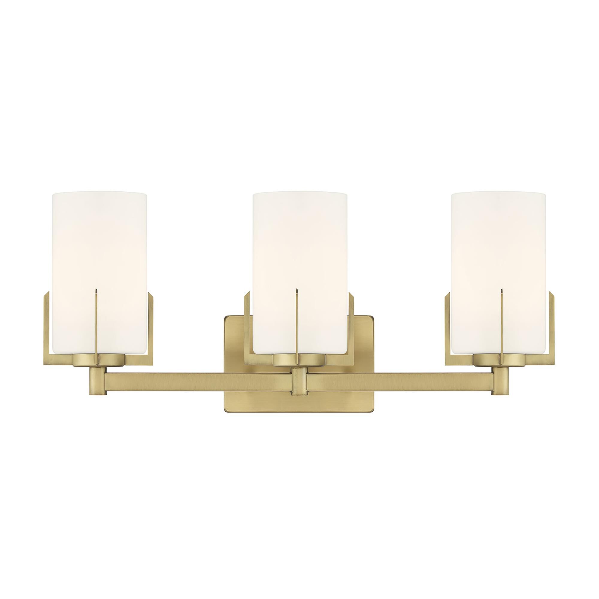 Shown in Vintage Brass finish and White Frosted glass