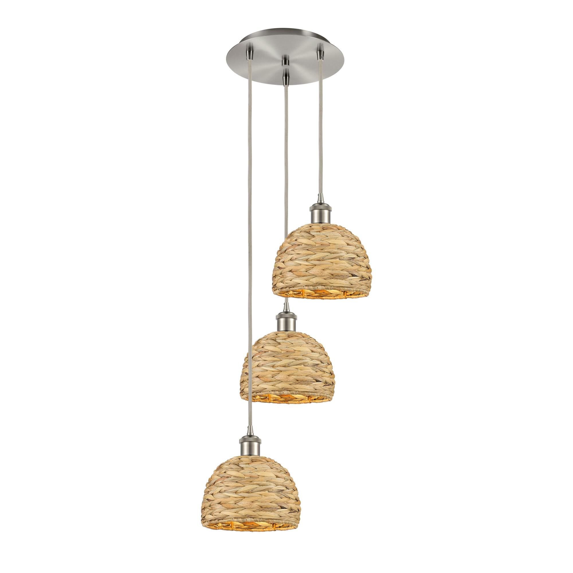 Bruno Marashlian Woven Rattan 19 Inch Multi Light Pendant by Innovations Lighting
